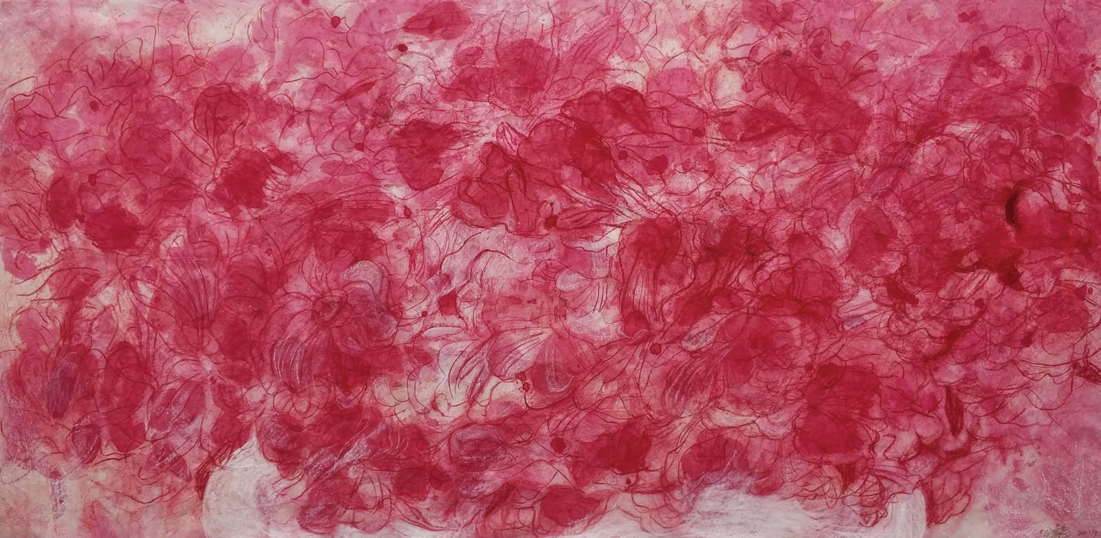 Wang Gongyi 王公懿, The White Flowers Under the Red Sky 紅色的天空，白色的花, 2019