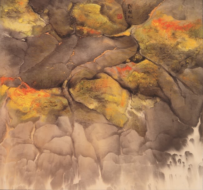 Liu Kuo-Sung 劉國松, Seaside Mossy Stones 海邊苔石, 1991
