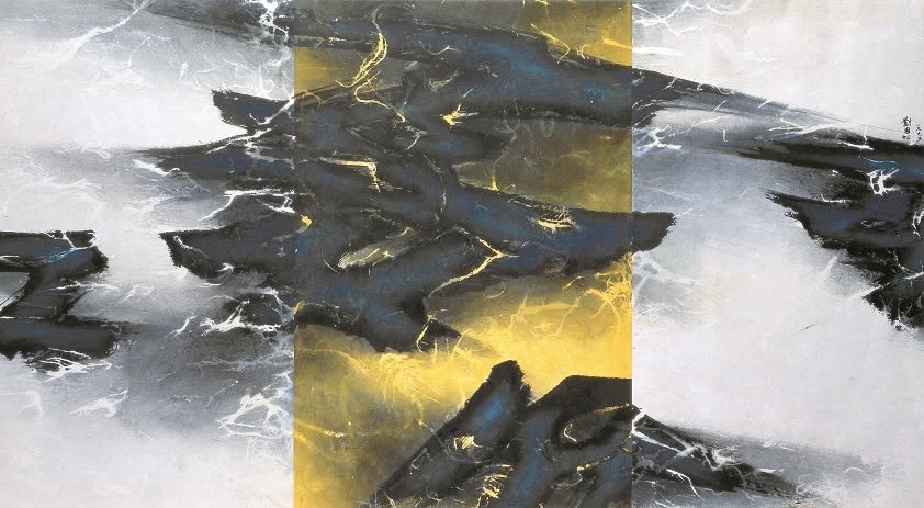 Liu Kuo-Sung 劉國松, Yellow in the Very Middle 黃居正中, 1995