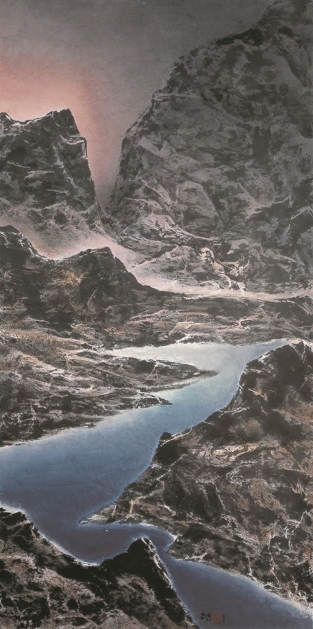 Liu Kuo-Sung 劉國松, Ever-surging Dawn Light across the Straits 兩岸晨光涌不絕, 2007