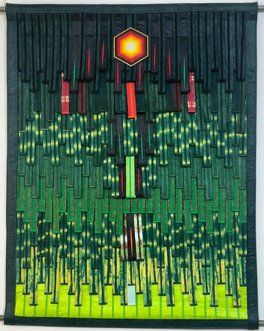 ABDOULAYE KONATÉ, Source de lumière hexagone No 2 sur fond vert émeraude, 2025