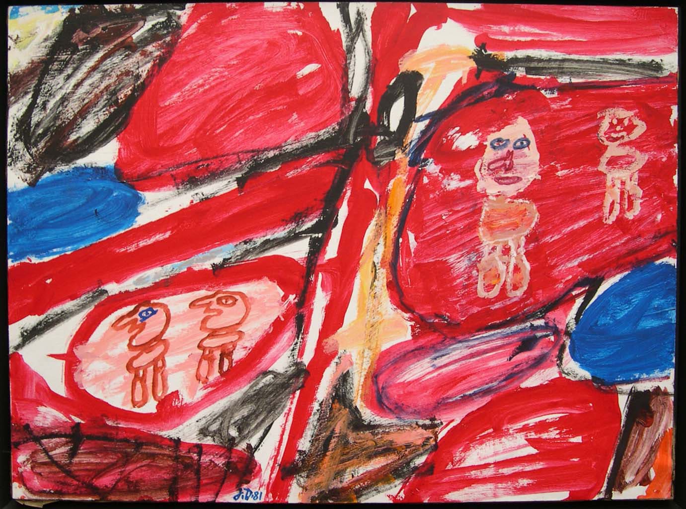 Jean DUBUFFET Site avec 4 personnages E426 56,8 x 74,5 cm