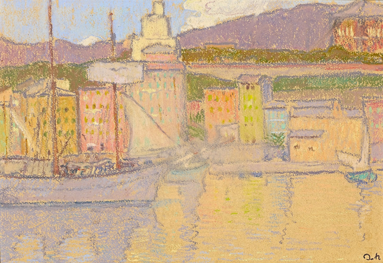 Ivo Hauptmann, Hafeneinfahrt in St. Tropez, um 1909