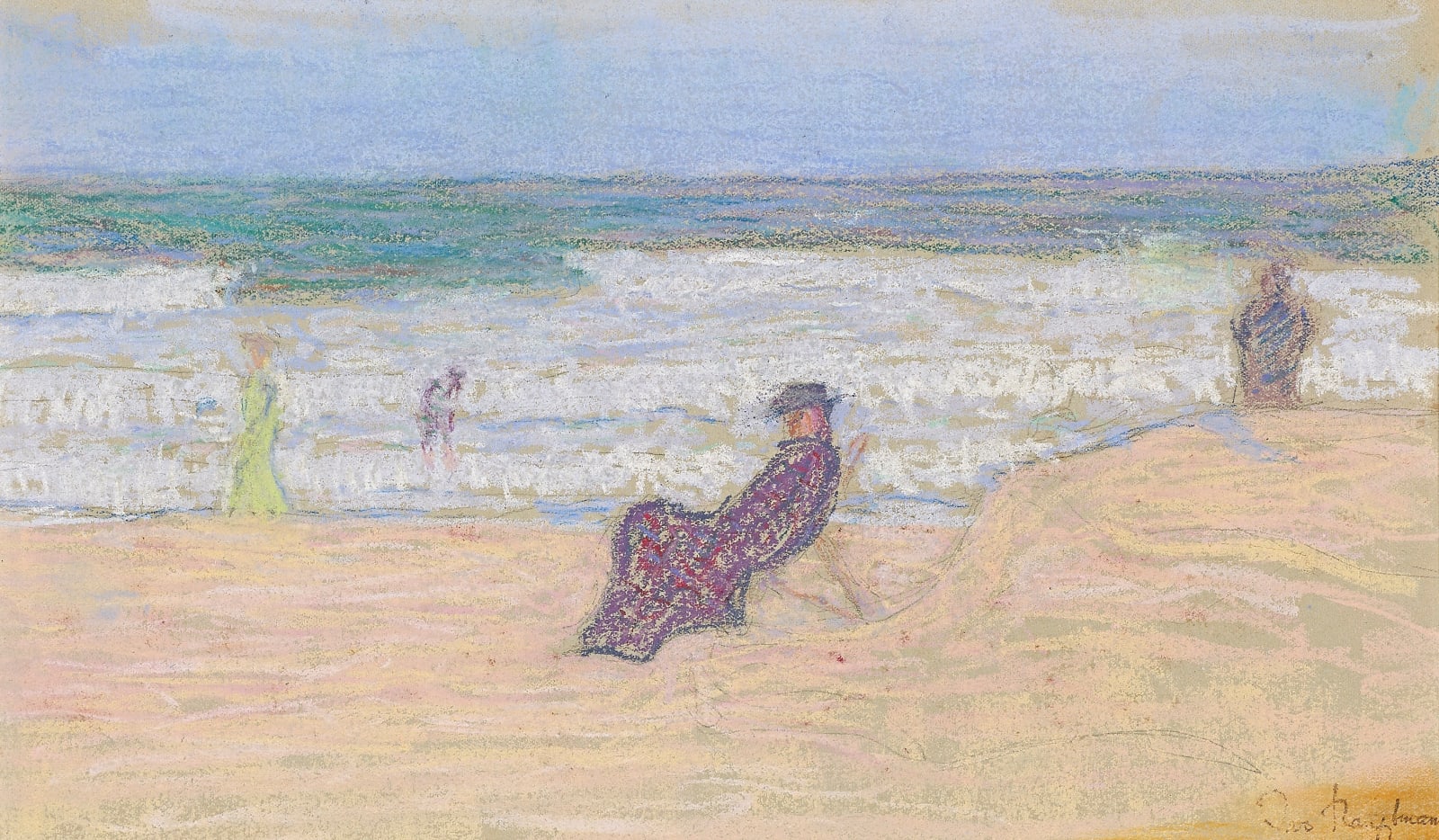 Ivo Hauptmann, Gerhart Hauptmann im Liegestuhl am Sylter Strand, um 1905/06