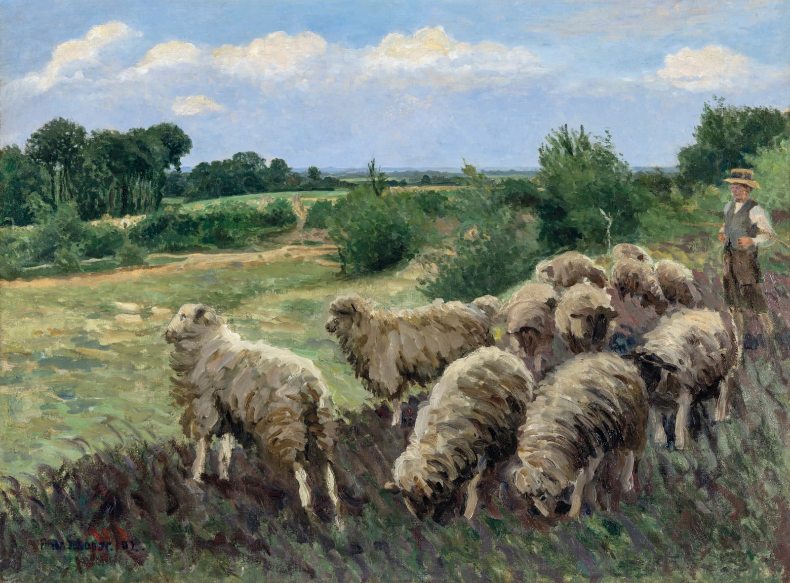 Friedrich Schaper, Schafhirte mit Herde, Um 1910