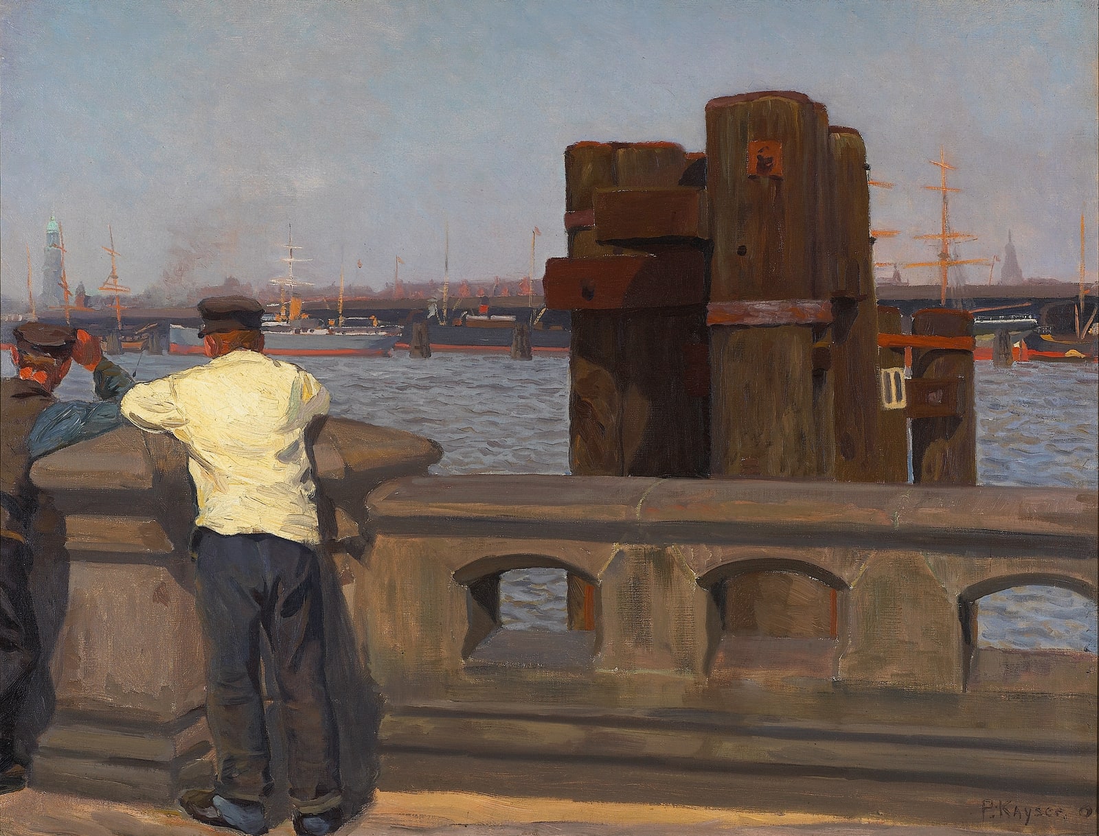 Paul Kayser, Mittagsstunde im Hamburger Hafen, 1904
