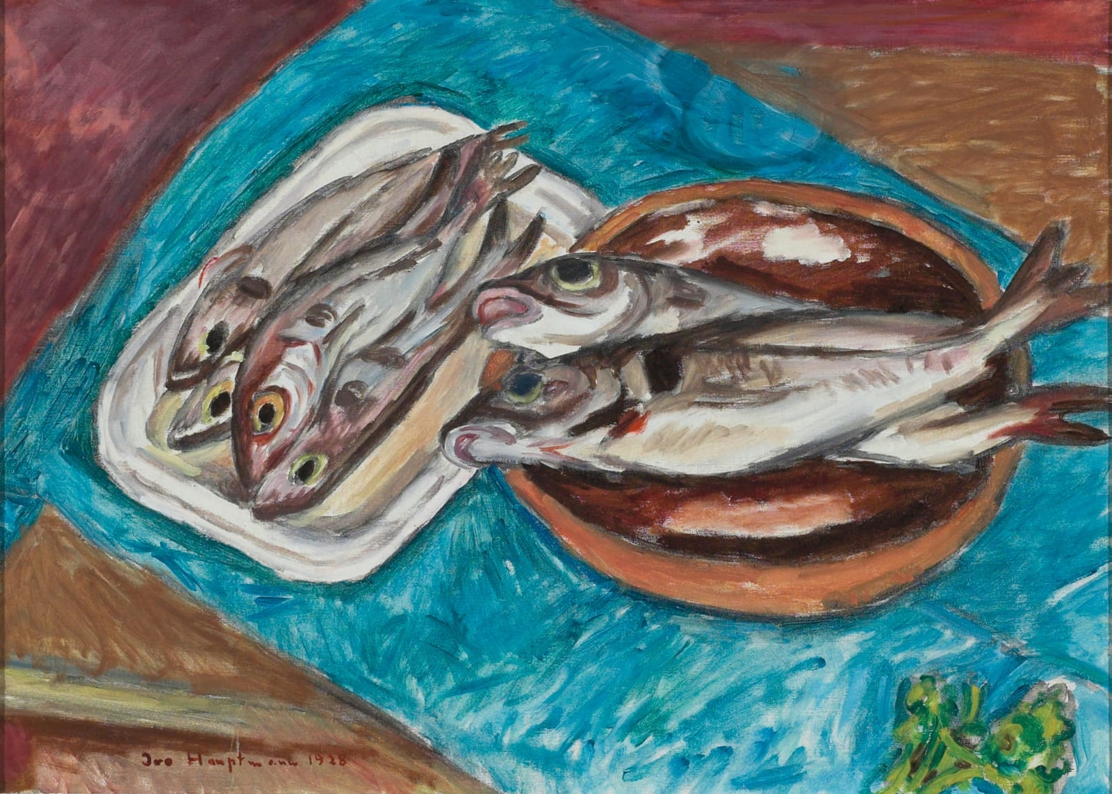 Ivo Hauptmann, Stilleben mit Fischen, 1928