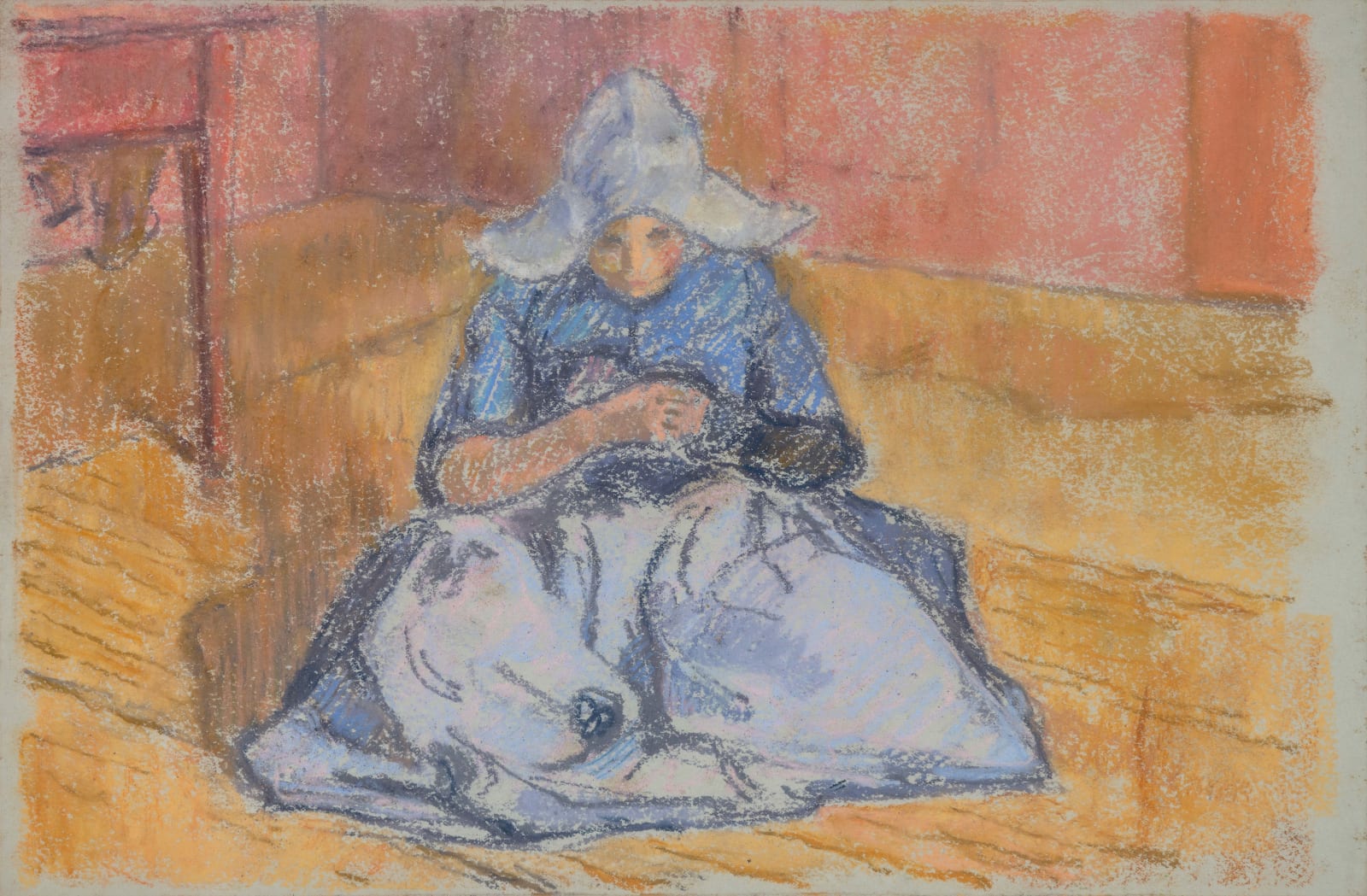 Ivo Hauptmann, Sitzendes Mädchen mit Haube, ca. 1909