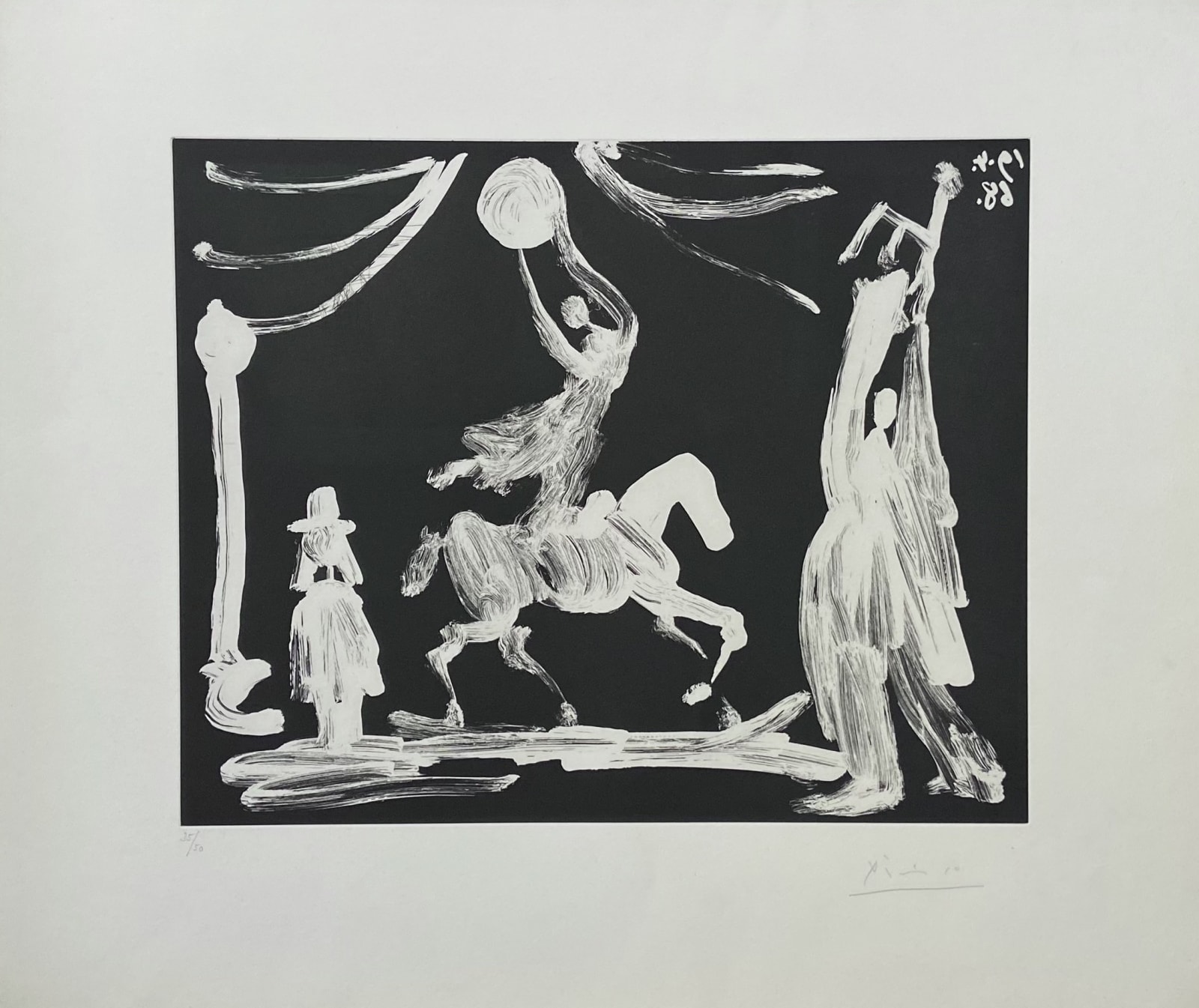 Pablo Picasso, Au cirque : écuyère, clown et pierrot. (Les