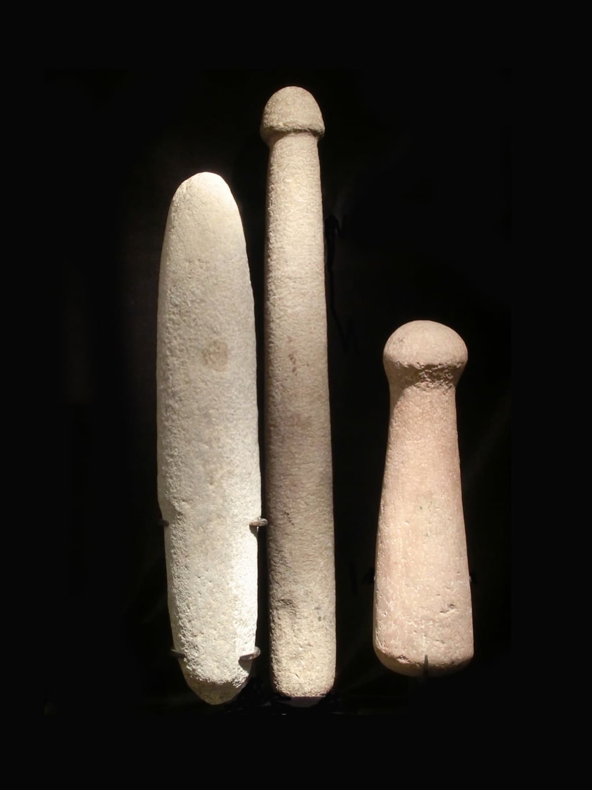 Asian Art, Group of Three Lingams, Bactrian, 3rd - 2nd millennium B.C.