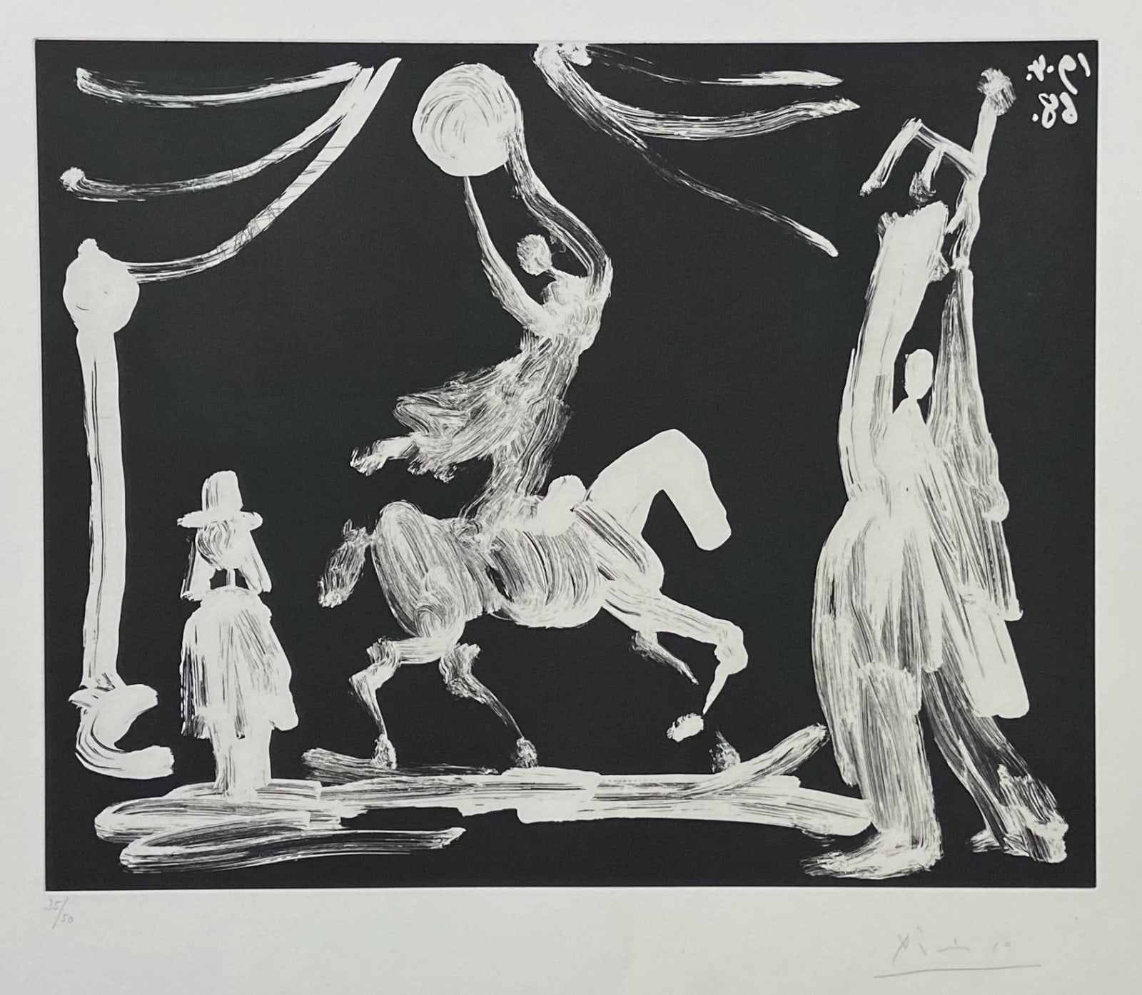 Pablo Picasso, Au cirque : écuyère, clown et pierrot. (Les