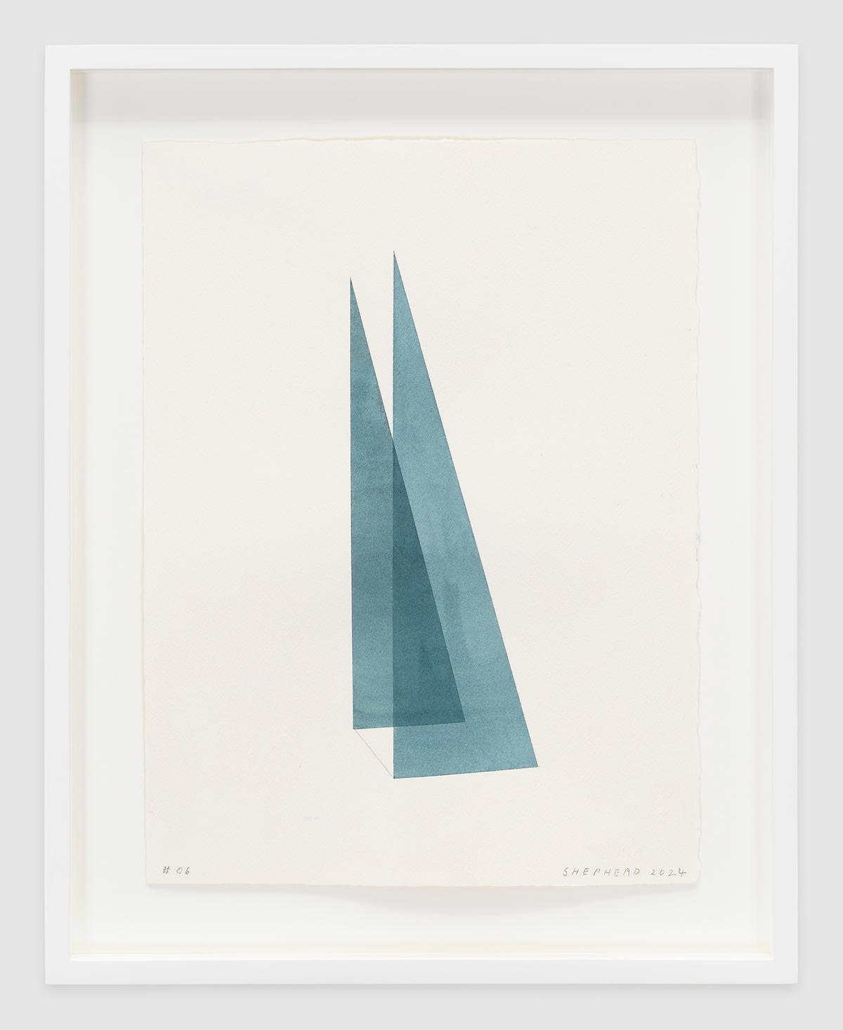 Kate Shepherd, Leaning Triangles, Blues #06, 2024
