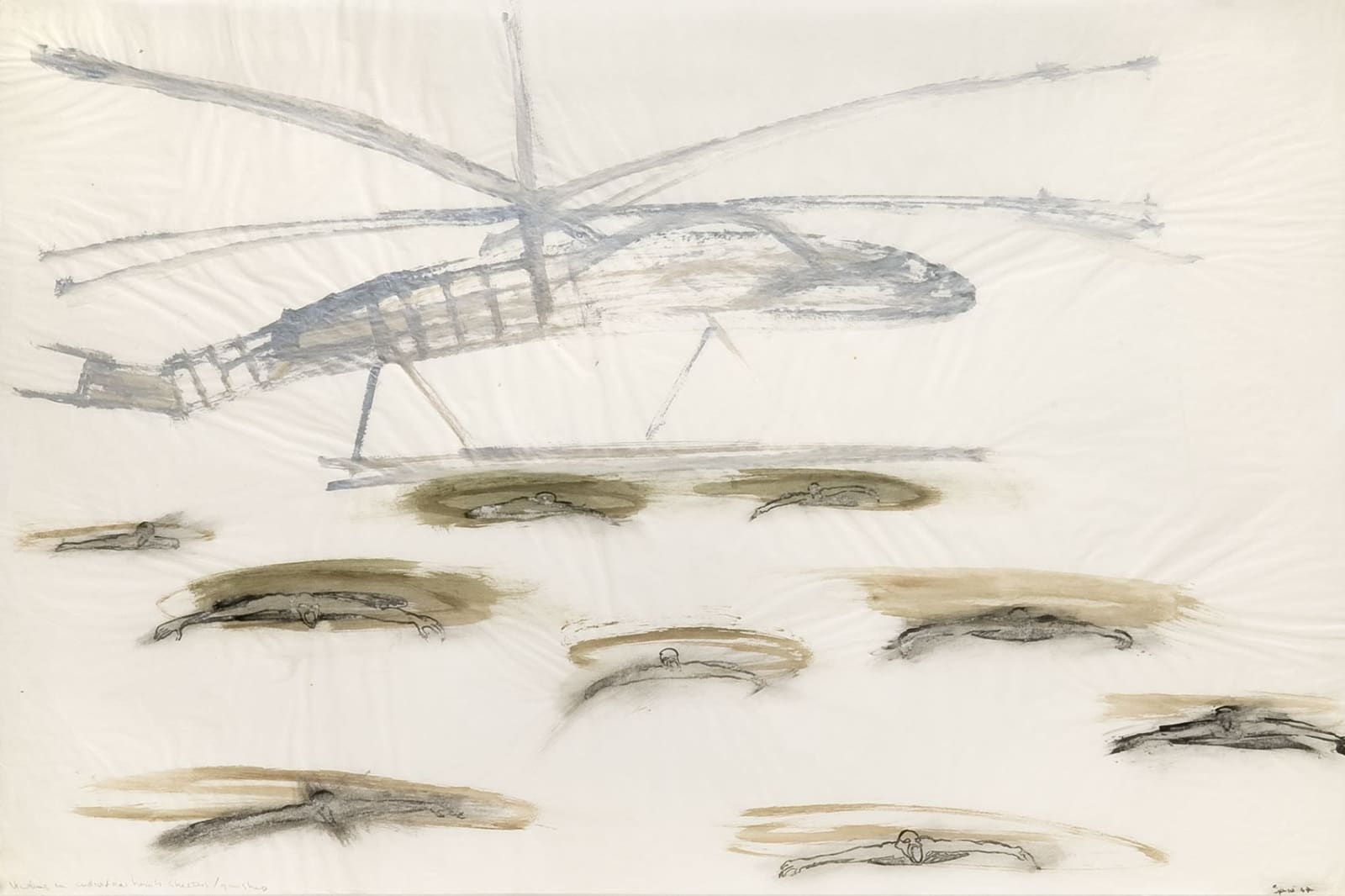 Nancy Spero, Victims in Individual Bomb Shelters / Gunships, 1967
