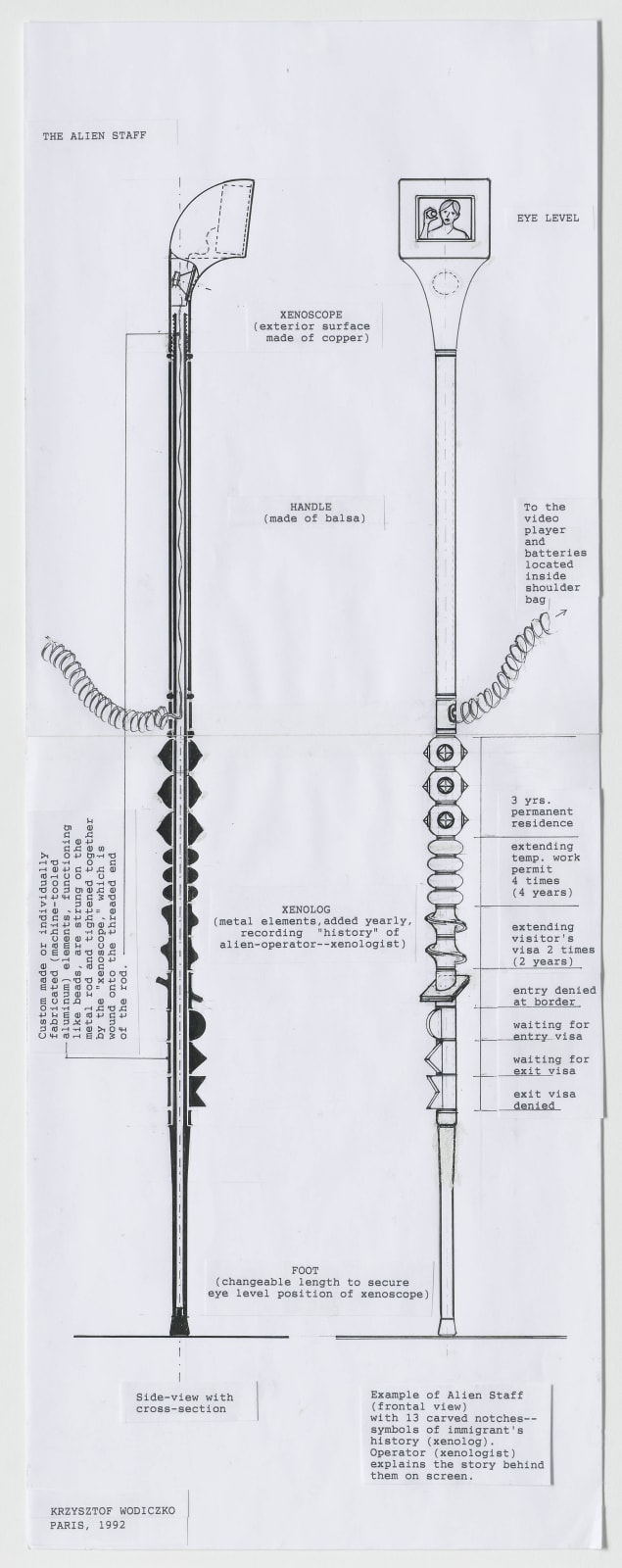 Krzysztof Wodiczko, Study for Alien Staff, 1992