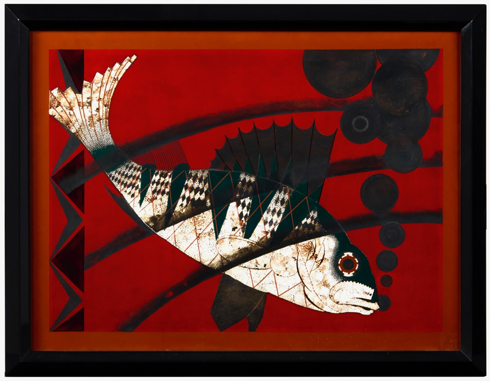JEAN DUNAND, 'FISH' LACQUER PANEL, c. 1922-1925