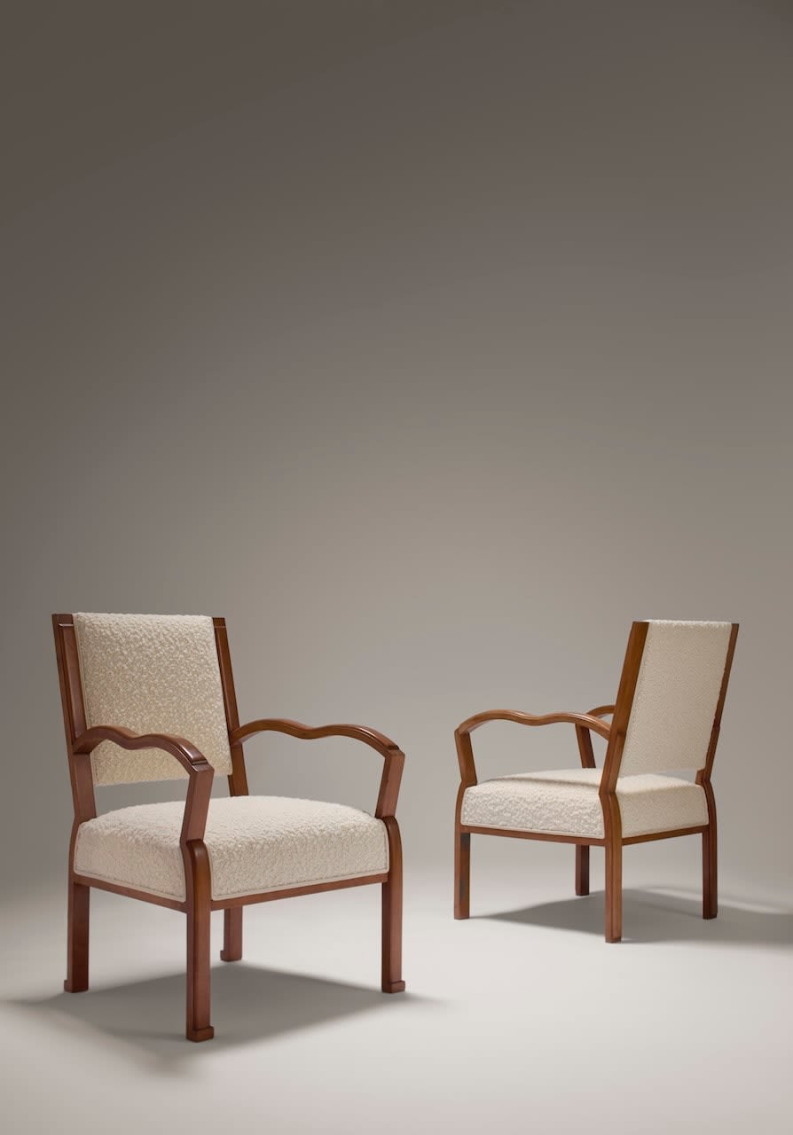 EUGÈNE PRINTZ, PAIR OF GEOMETRICAL ARMCHAIRS, c. 1928