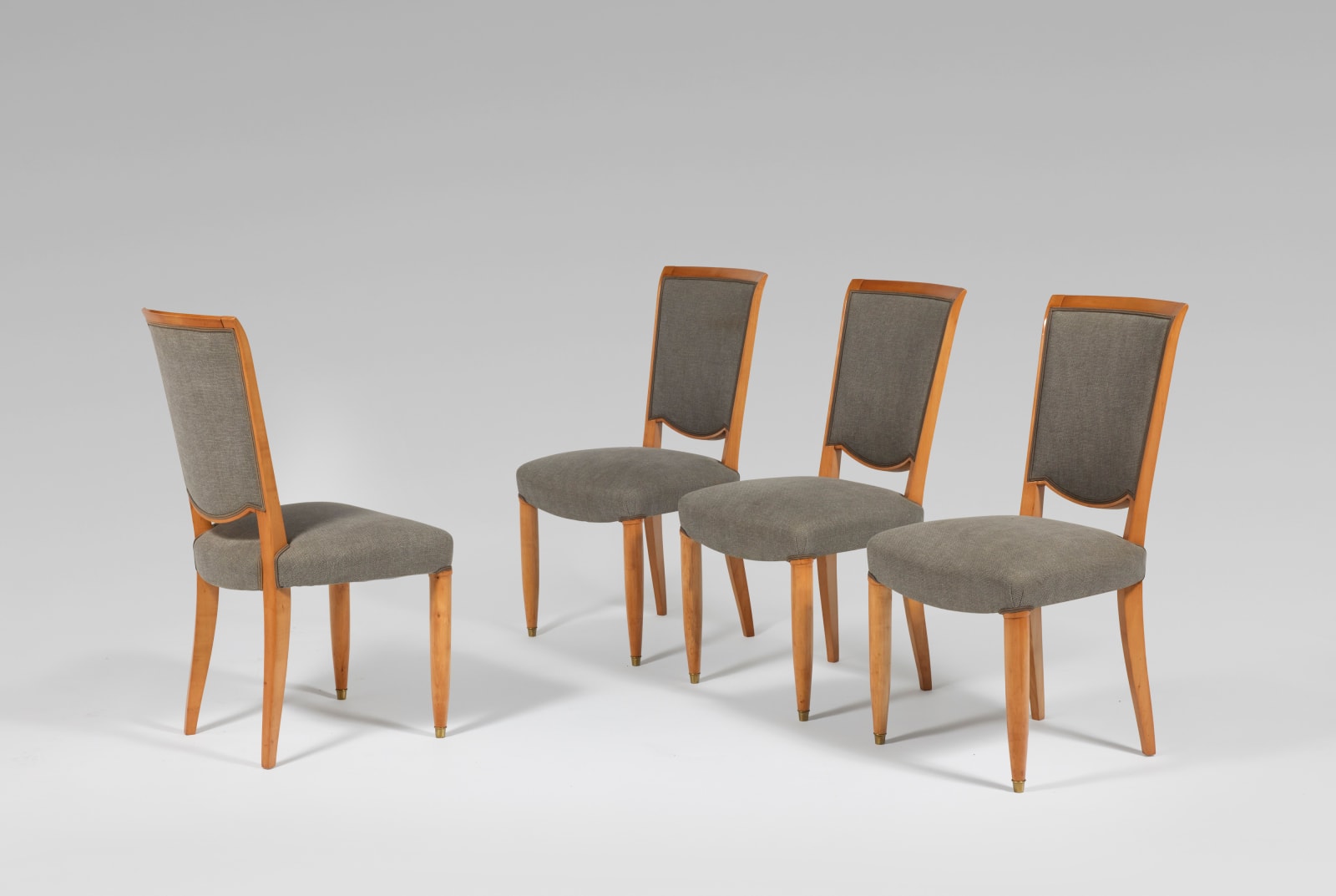 JULES LELEU, SET OF 4 CHAIRS, c. 1948