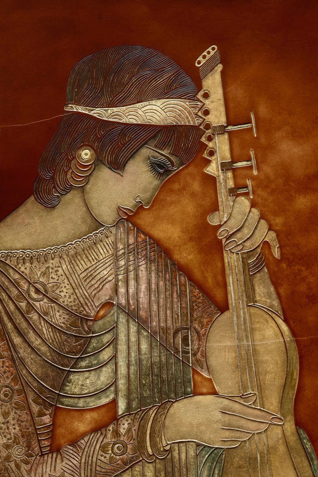 JEAN DUNAND, « Jeune fille agenouillée jouant du luth », c. 1930