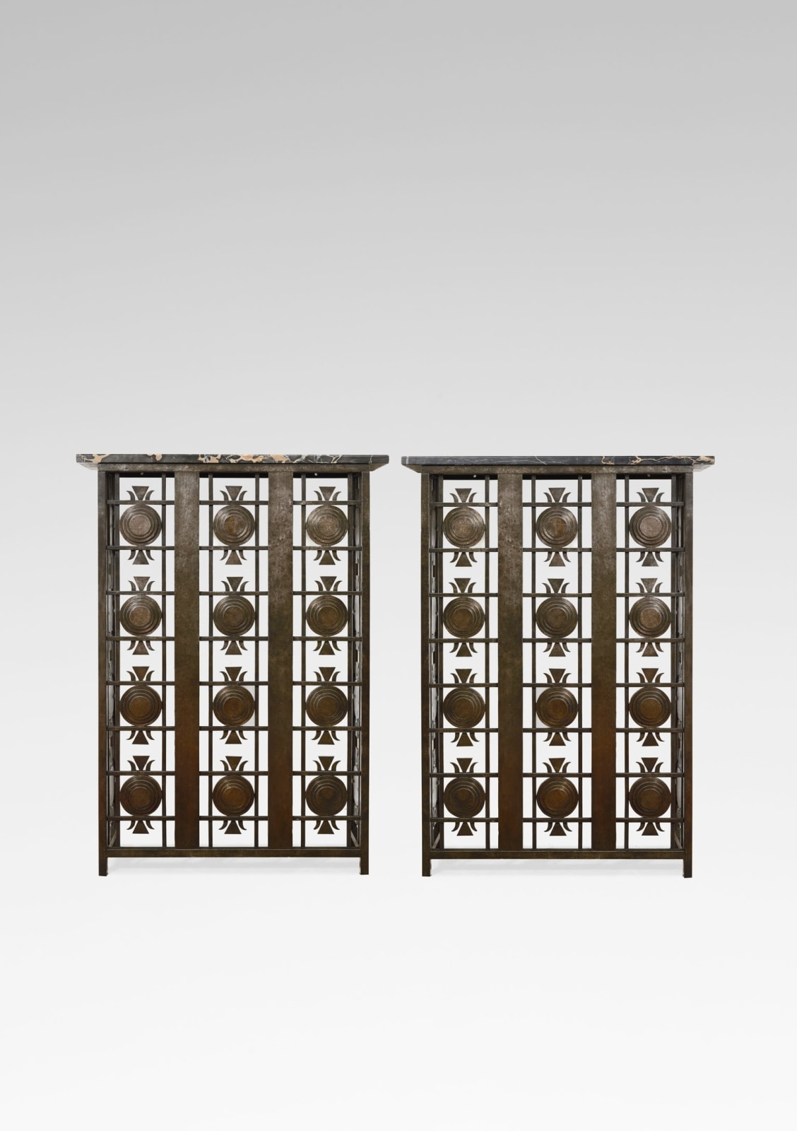 EDGAR BRANDT, CONSOLES/ RADIATOR COVER, c. 1928