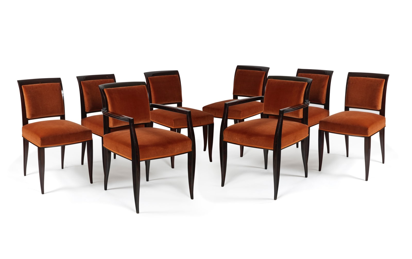 ALFRED PORTENEUVE, TWO ARMCHAIRS AND SIX CHAIRS, c. 1930