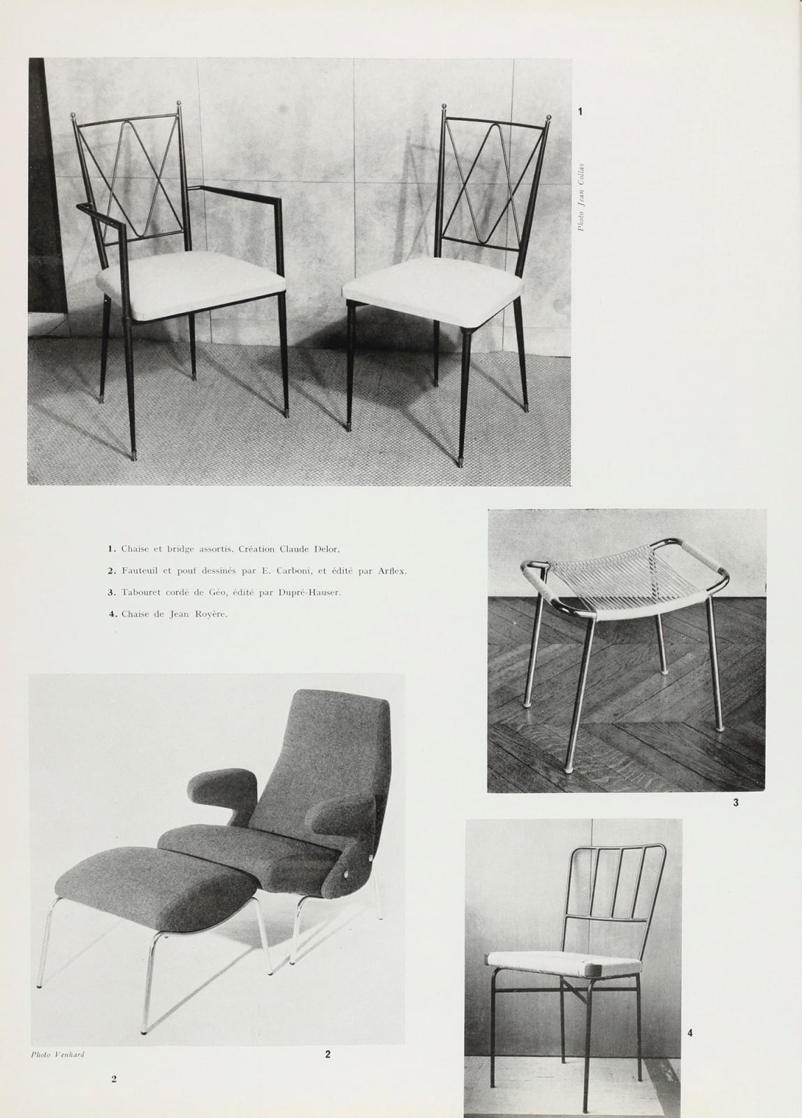 CLAUDE DELOR, Set of 8 chairs , c. 1960