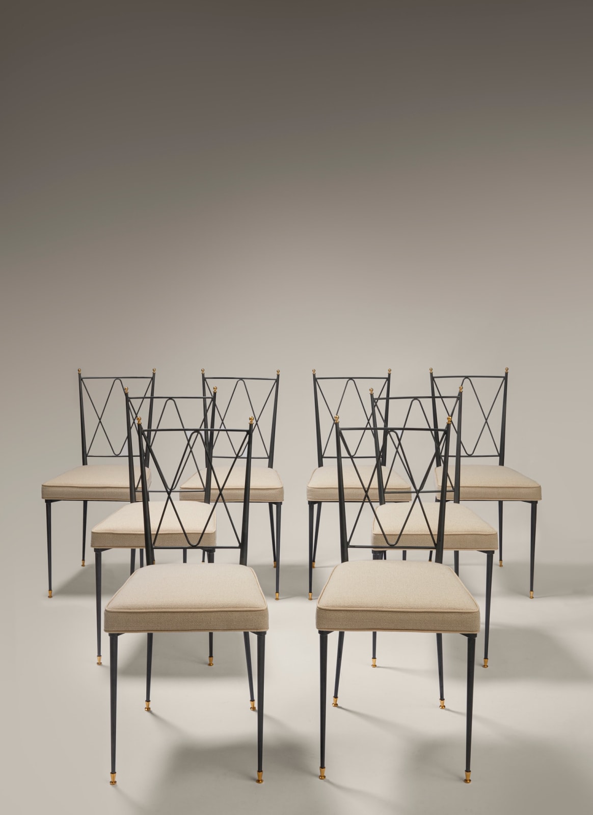 CLAUDE DELOR, Set of 8 chairs , c. 1960