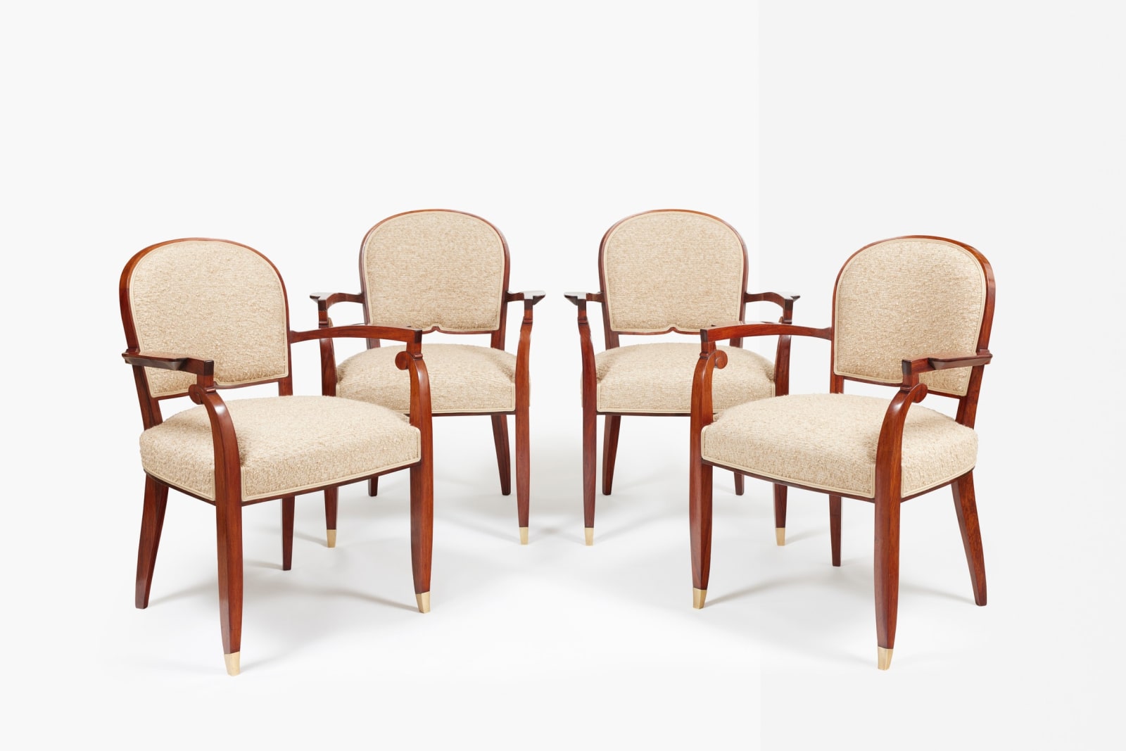 JULES LELEU, SET OF FOUR ARMCHAIRS, c. 1938