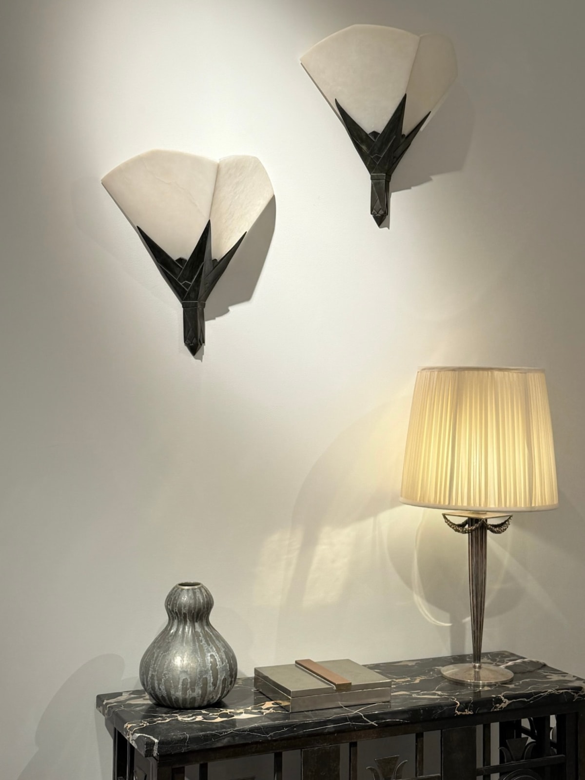 ALBERT CHEURET, Pair of 'Fleurs' wall light , c. 1940