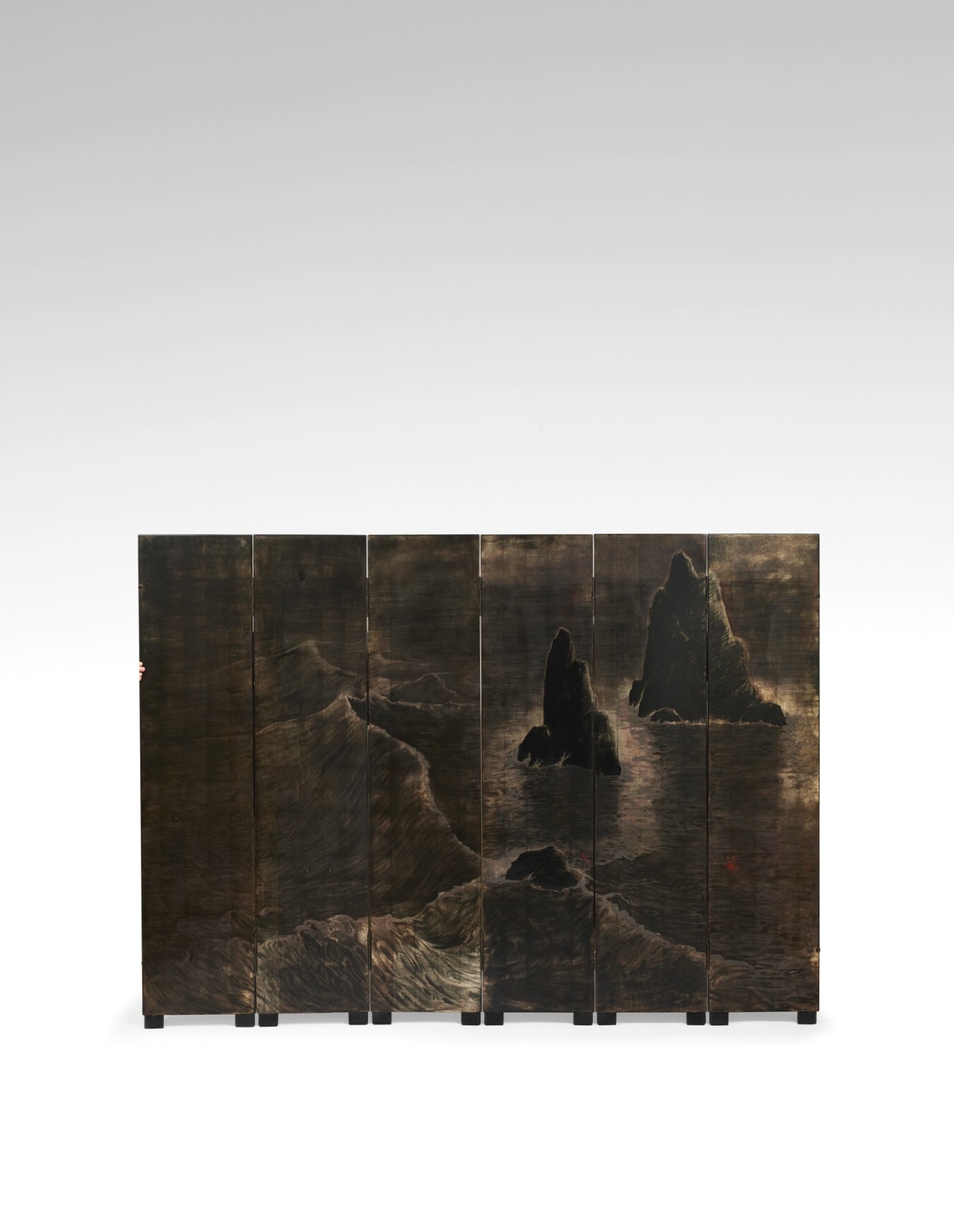 PIERRE DUNAND, FOLDING SCREEN 'LES ROCHERS', c. 1945