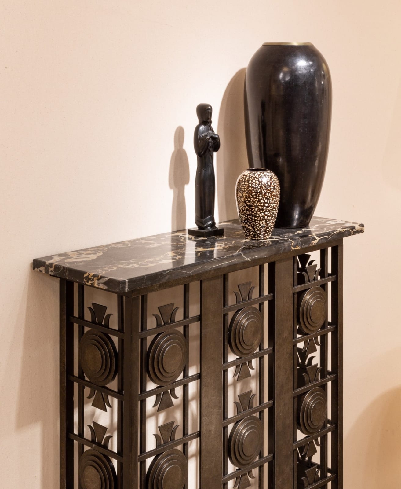 EDGAR BRANDT, CONSOLES/ RADIATOR COVER, c. 1928