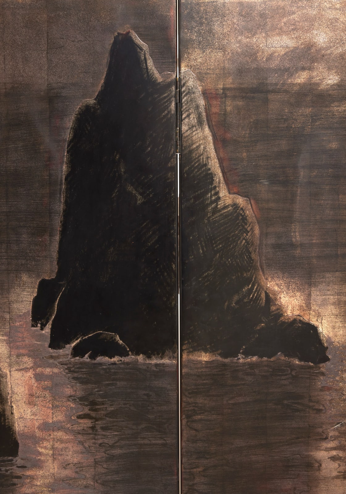 PIERRE DUNAND, FOLDING SCREEN 'LES ROCHERS', c. 1945