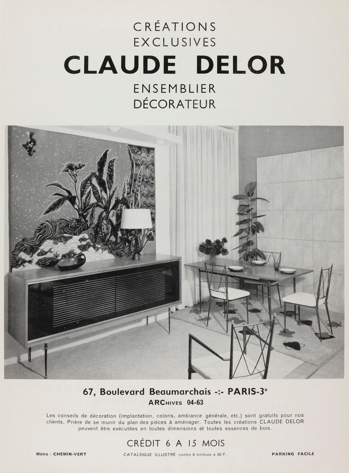 CLAUDE DELOR, Set of 8 chairs , c. 1960