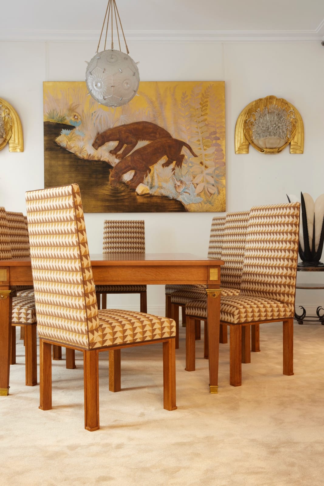 JACQUES ADNET, SET OF EIGHT CHAIRS, c. 1940
