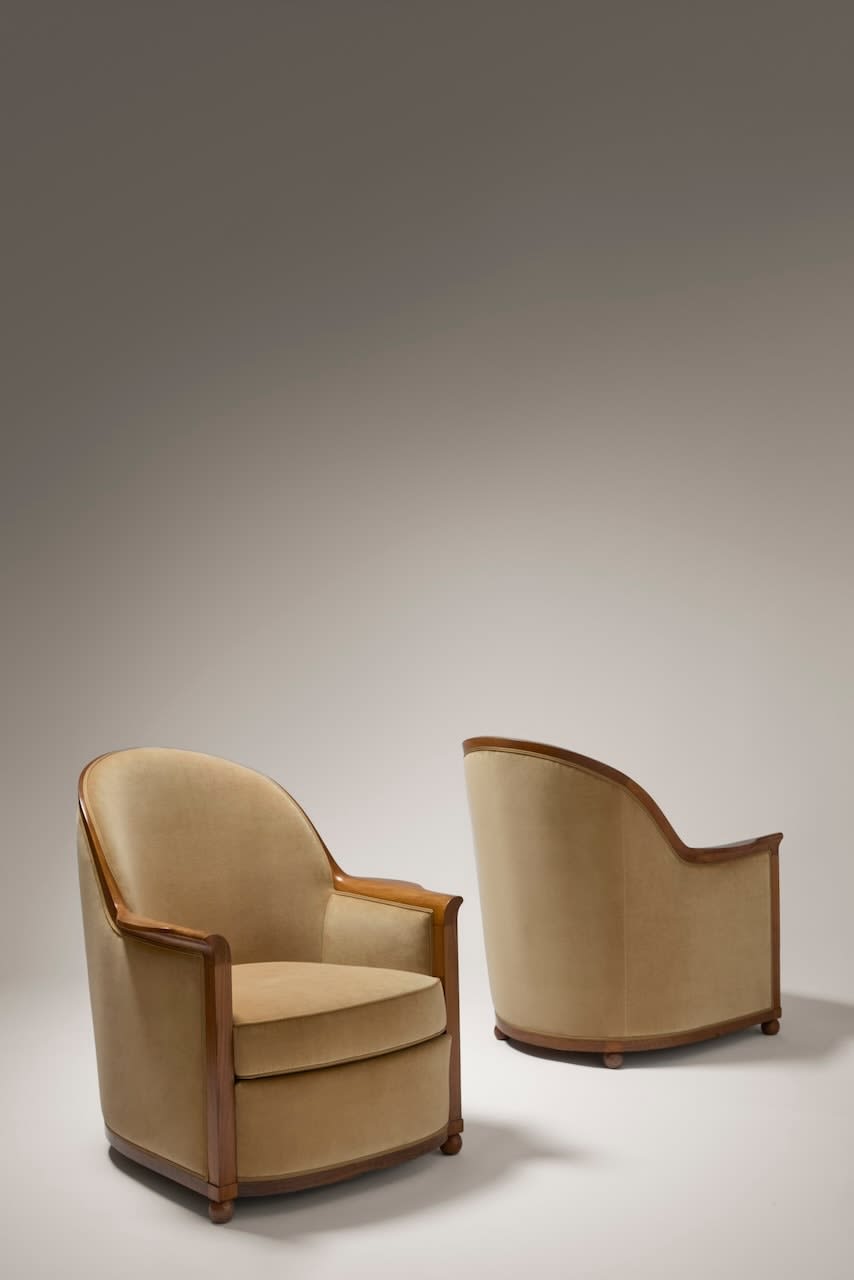 JULES LELEU, Pair of bergères, c. 1930