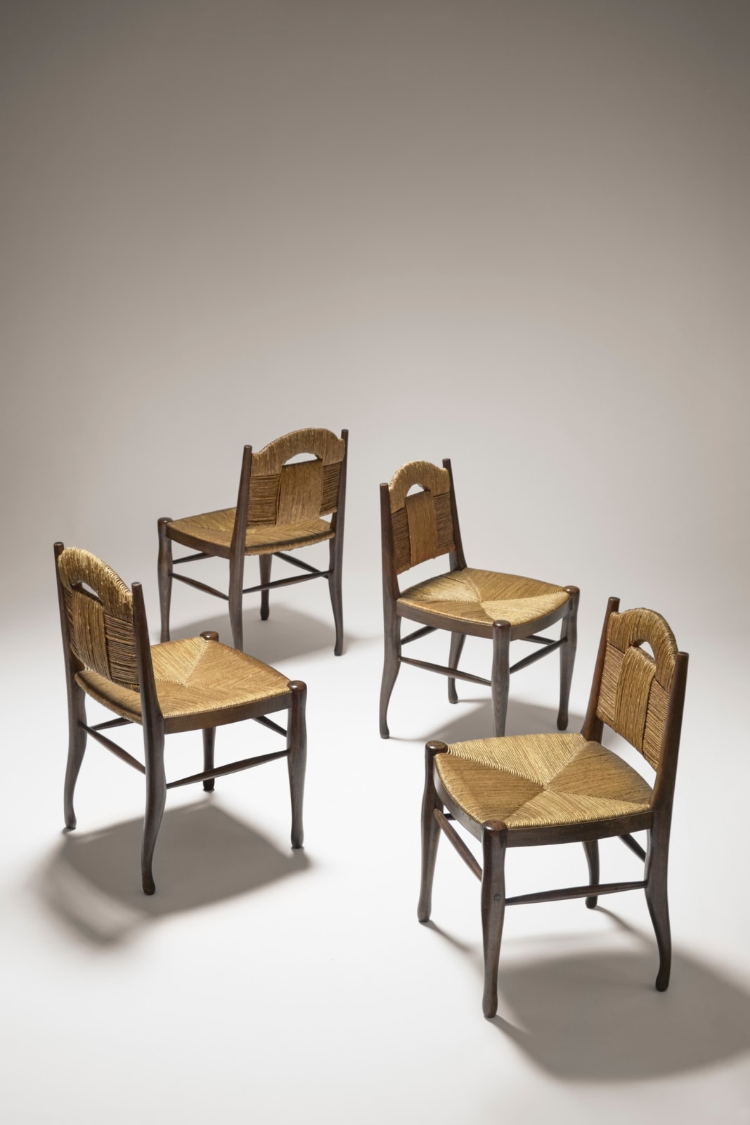 JACQUES-ÉMILE RUHLMANN, "RENDEZ-VOUS DES PÊCHEURS DE TRUITES" CHAIRS , c. 1932