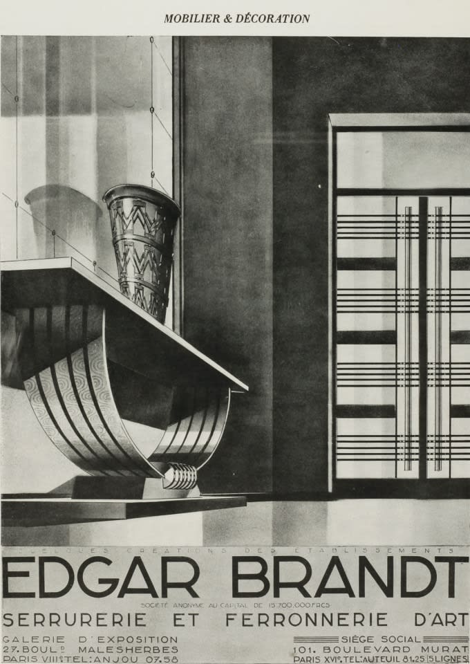 EDGAR BRANDT, CONSOLE TABLE, c. 1930
