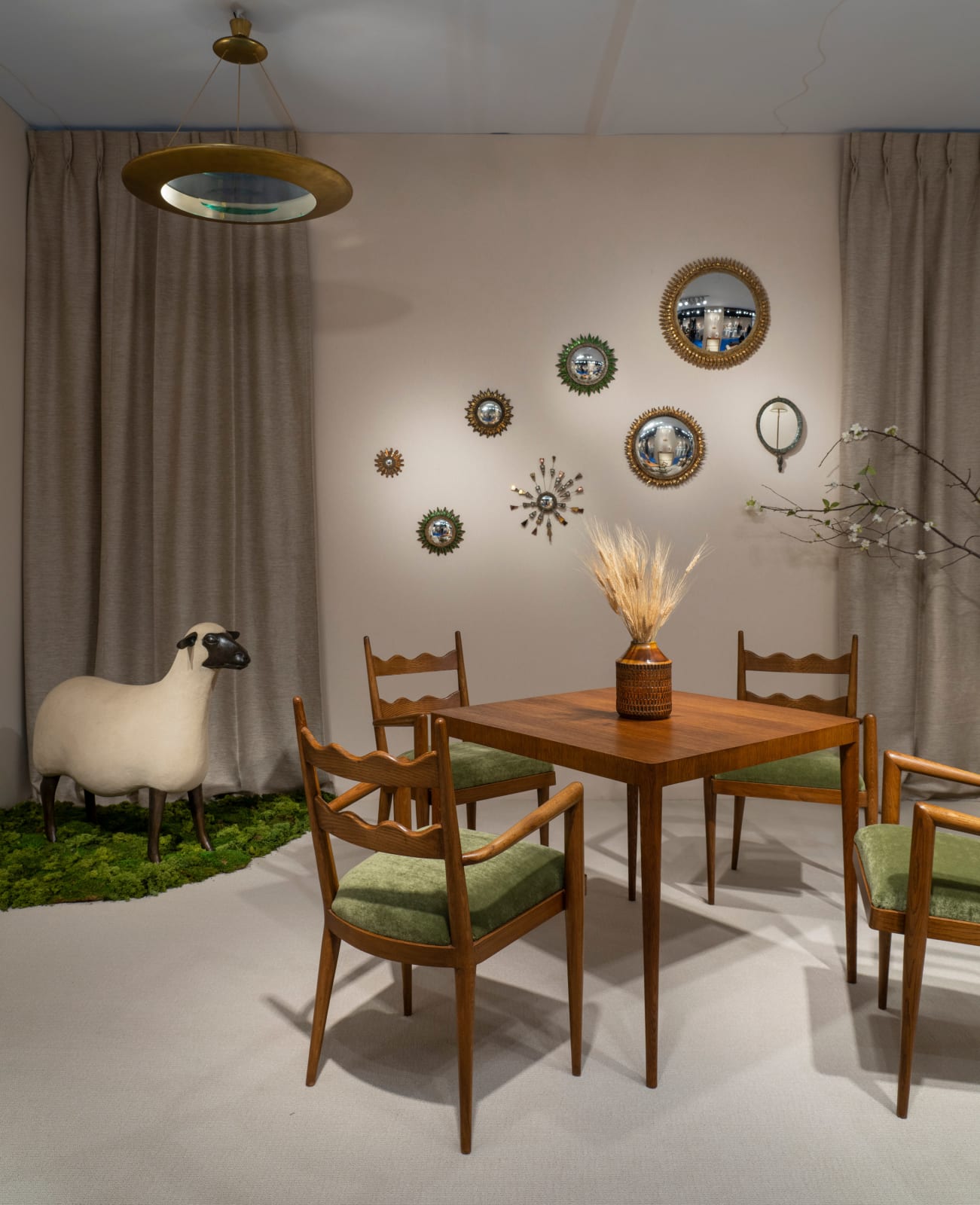 JEAN ROYÈRE, GAME TABLE AND SET OF FOUR CHAIRS, c. 1950