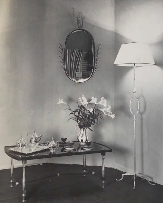 GILBERT POILLERAT, FLOOR LAMP, c. 1950