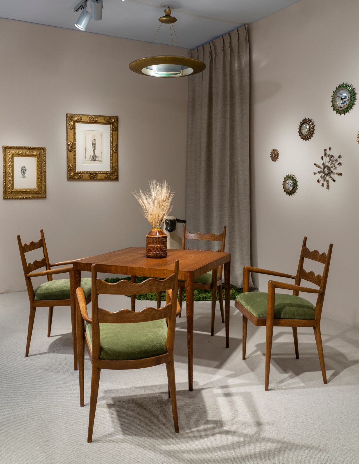 JEAN ROYÈRE, GAME TABLE AND SET OF FOUR CHAIRS, c. 1950
