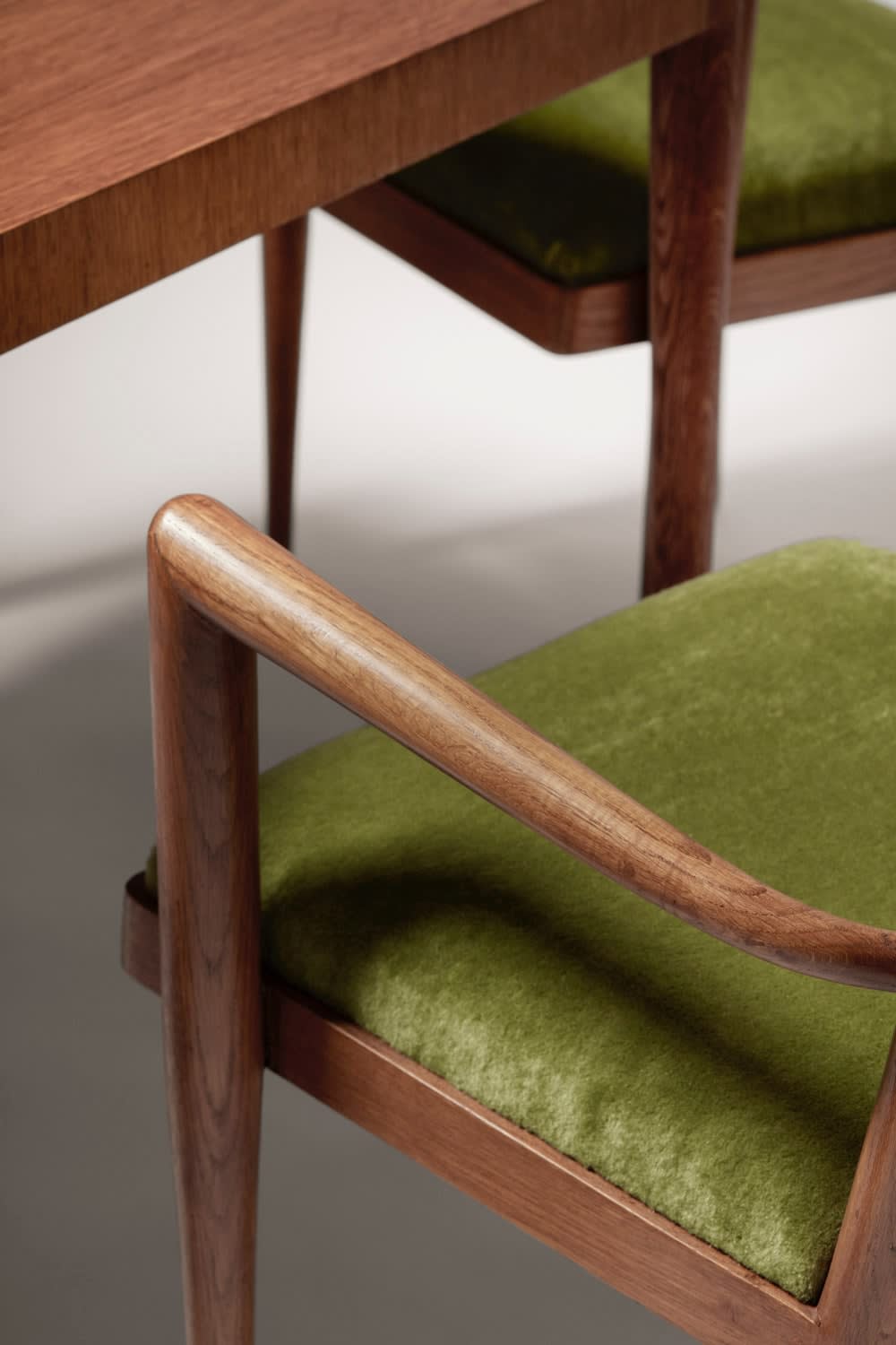 JEAN ROYÈRE, GAME TABLE AND SET OF FOUR CHAIRS, c. 1950