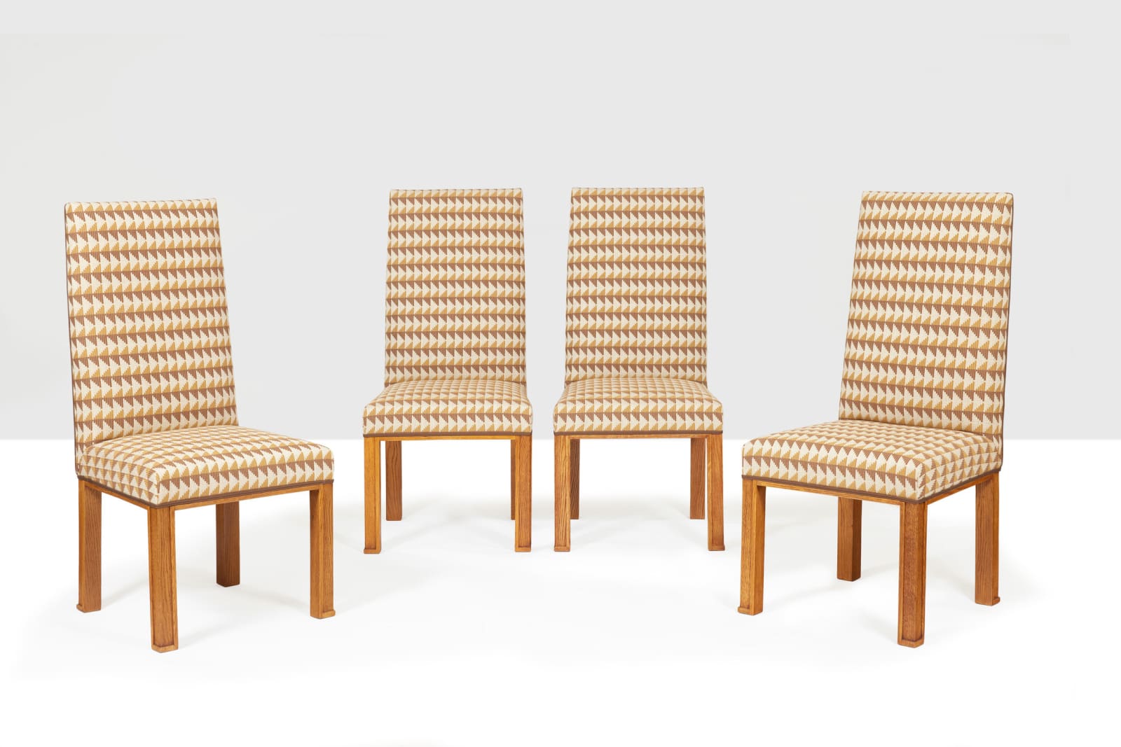 JACQUES ADNET, SET OF EIGHT CHAIRS, c. 1940