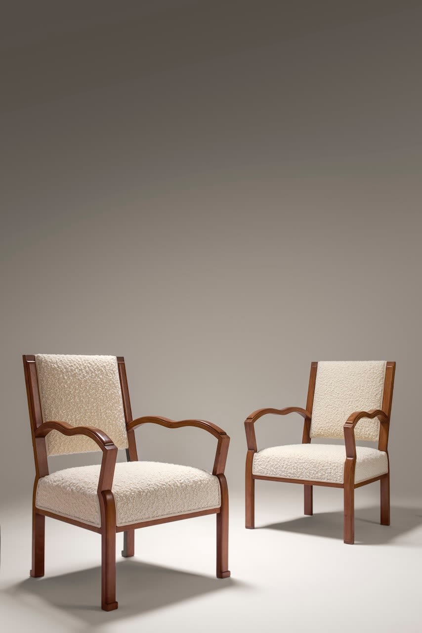 EUGÈNE PRINTZ, PAIR OF GEOMETRICAL ARMCHAIRS, c. 1928