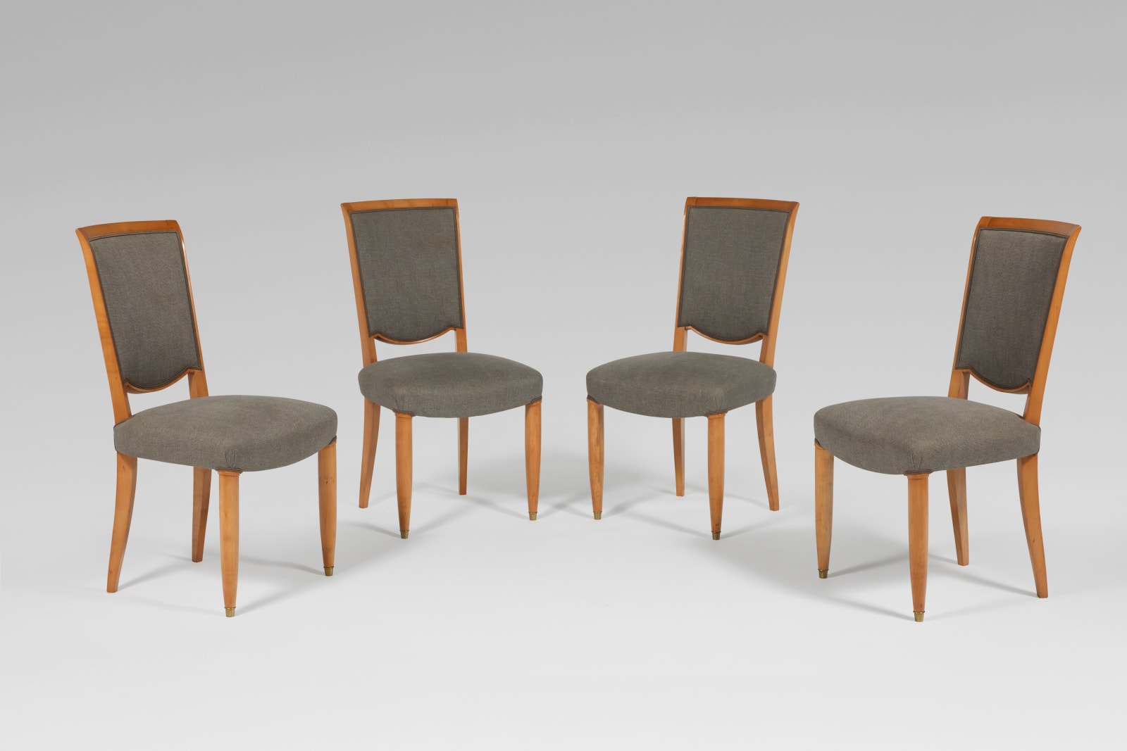 JULES LELEU, SET OF 4 CHAIRS, c. 1948
