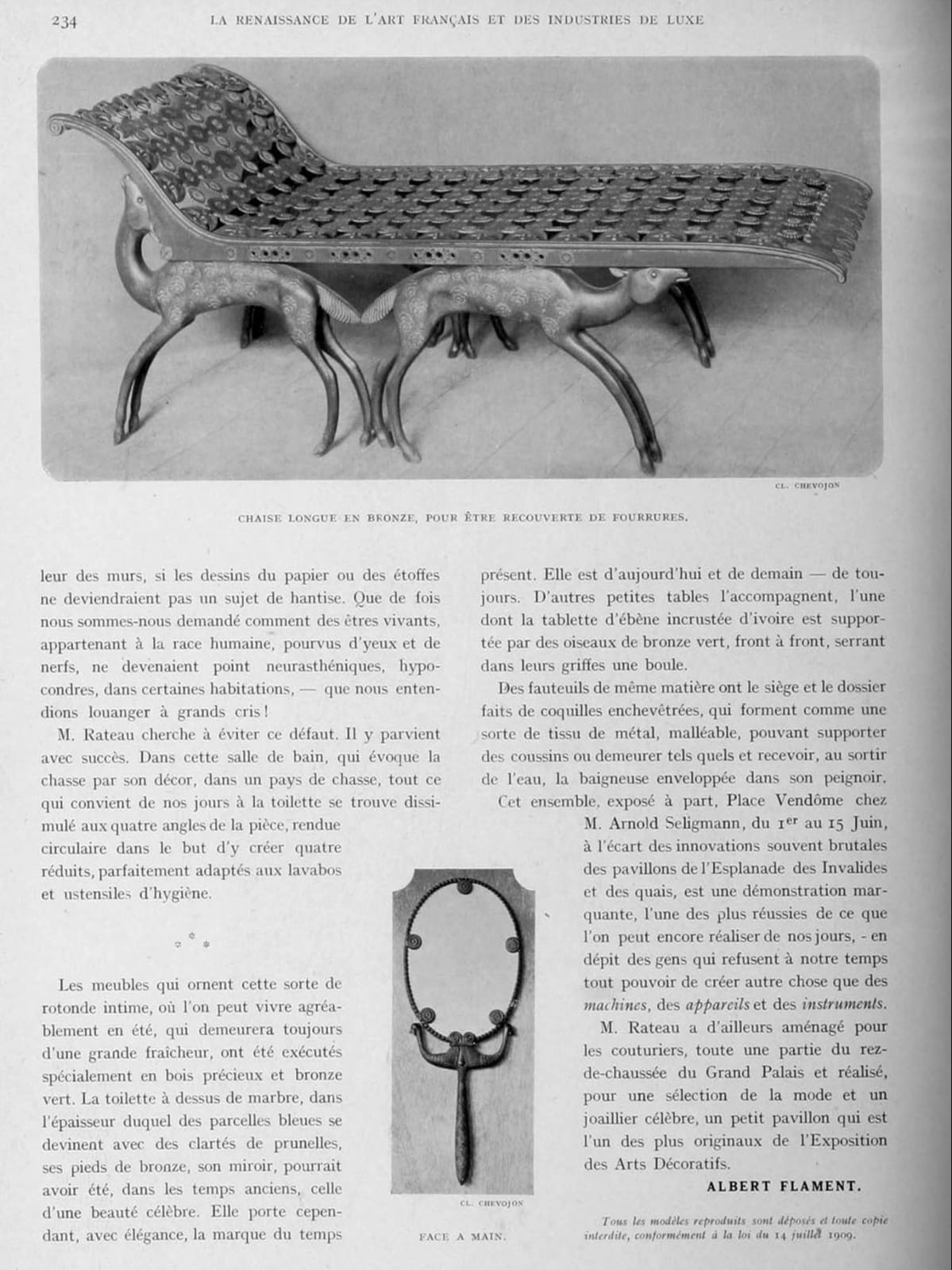 ARMAND ALBERT RATEAU, HAND MIRROR, c. 1926