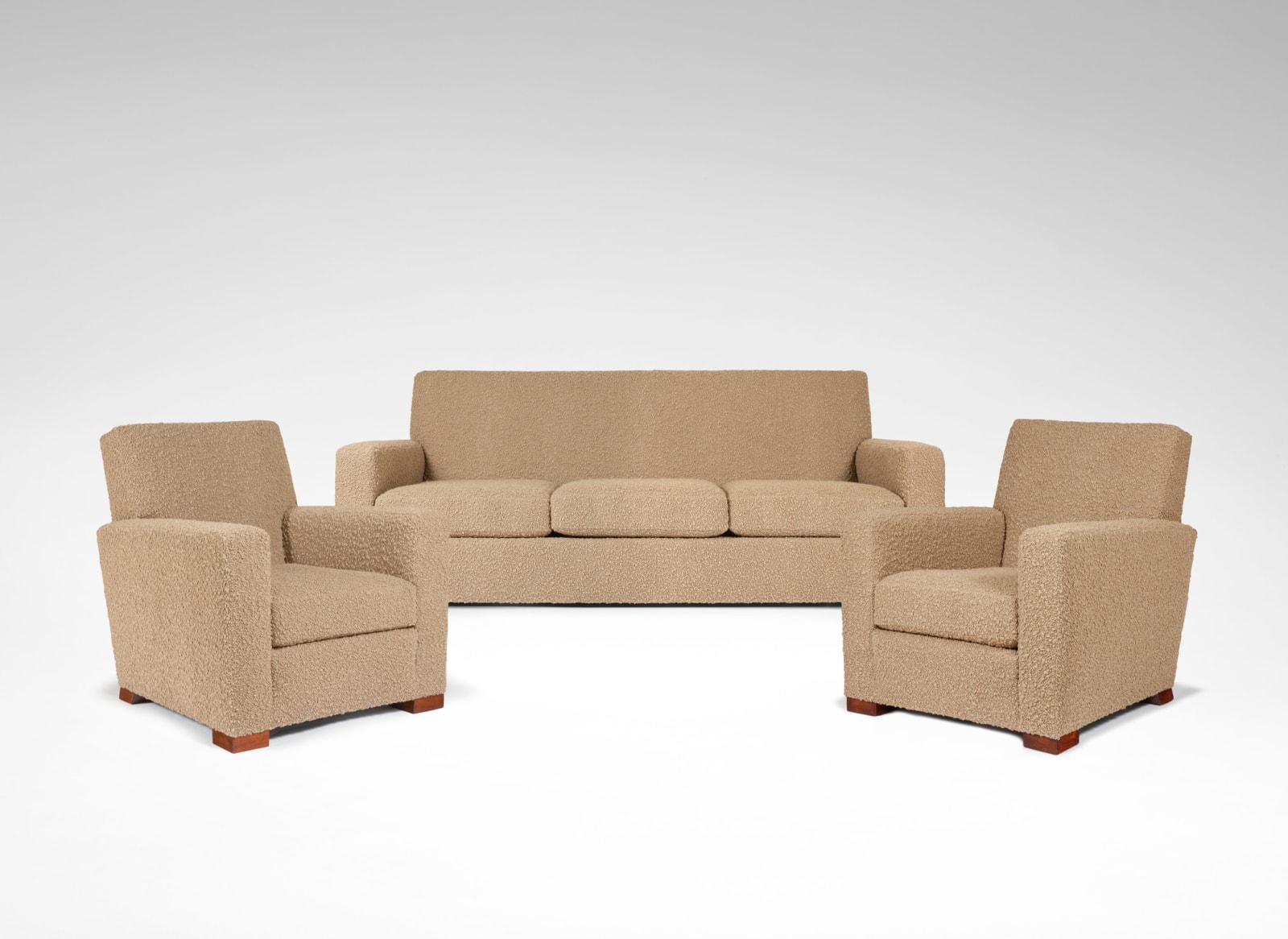 JULES LELEU, SOFA AND ARMCHAIRS, c. 1940