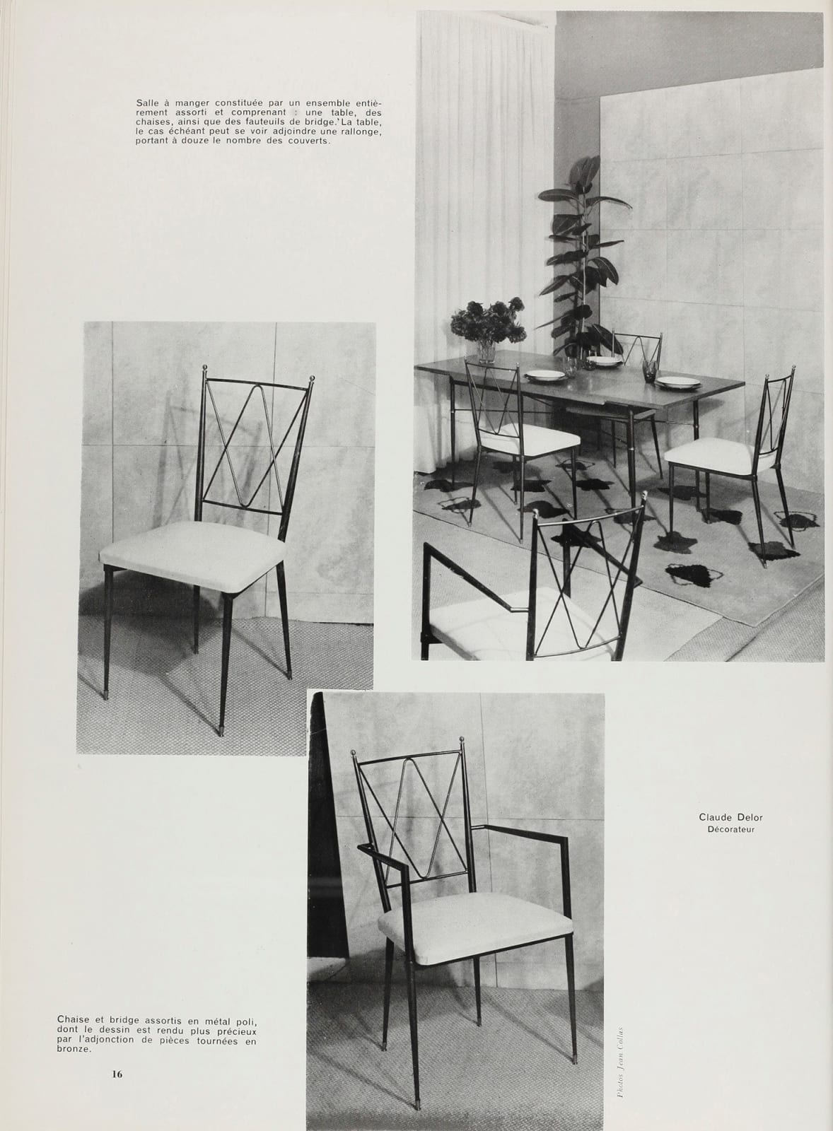 CLAUDE DELOR, Set of 8 chairs , c. 1960