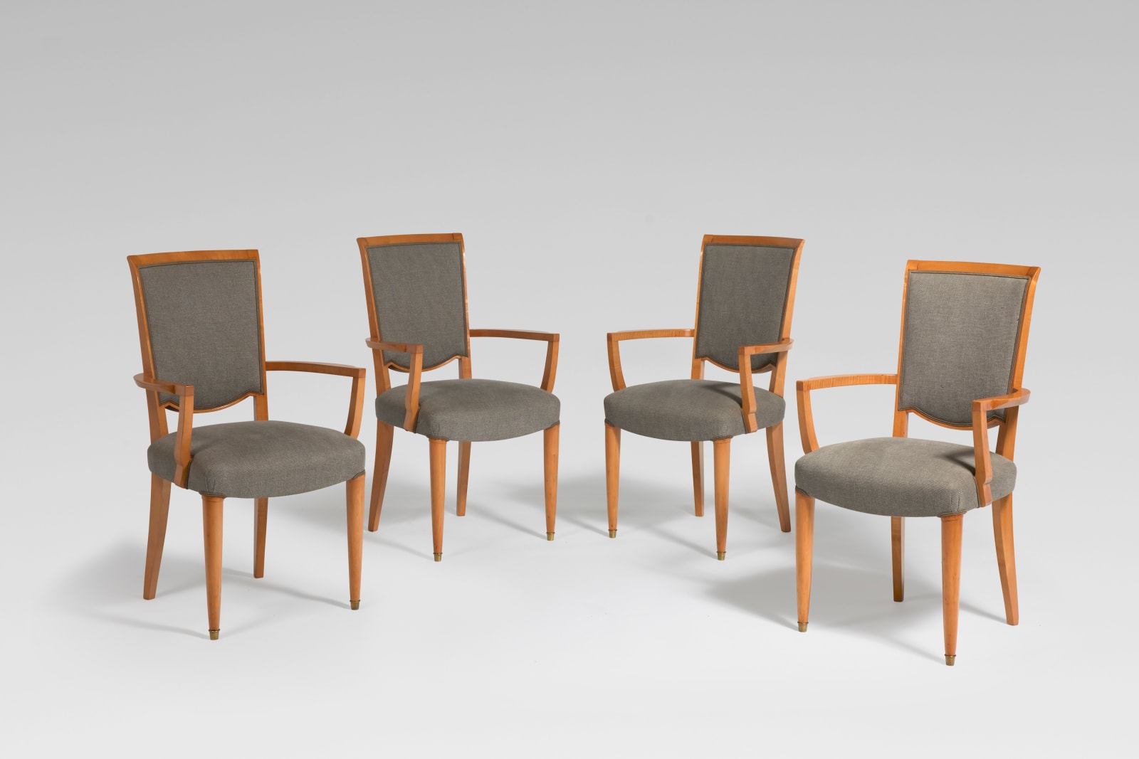 JULES LELEU, SET OF 4 ARMCHAIRS, c. 1948