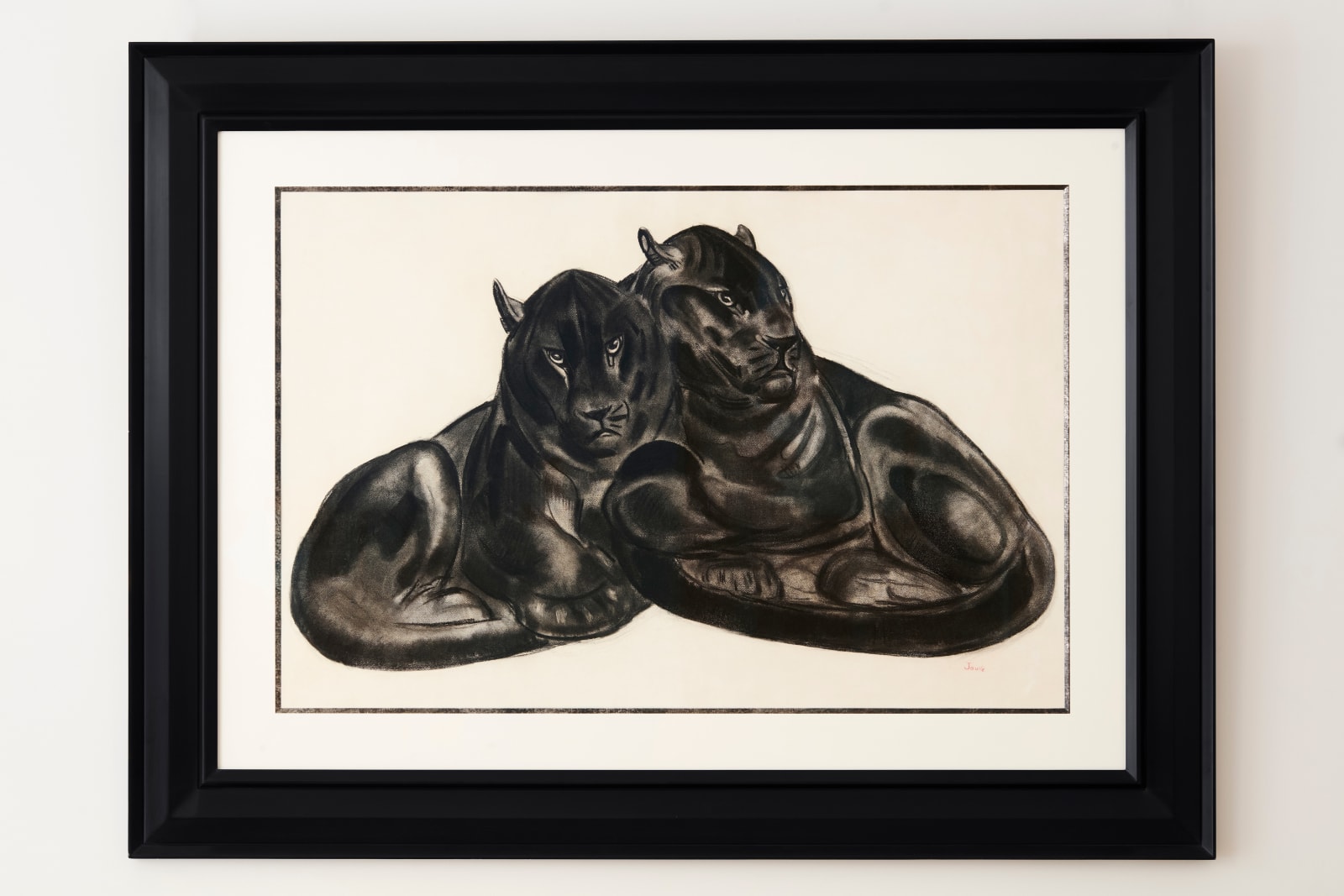 PAUL JOUVE, Two black panthers side by side, c. 1930
