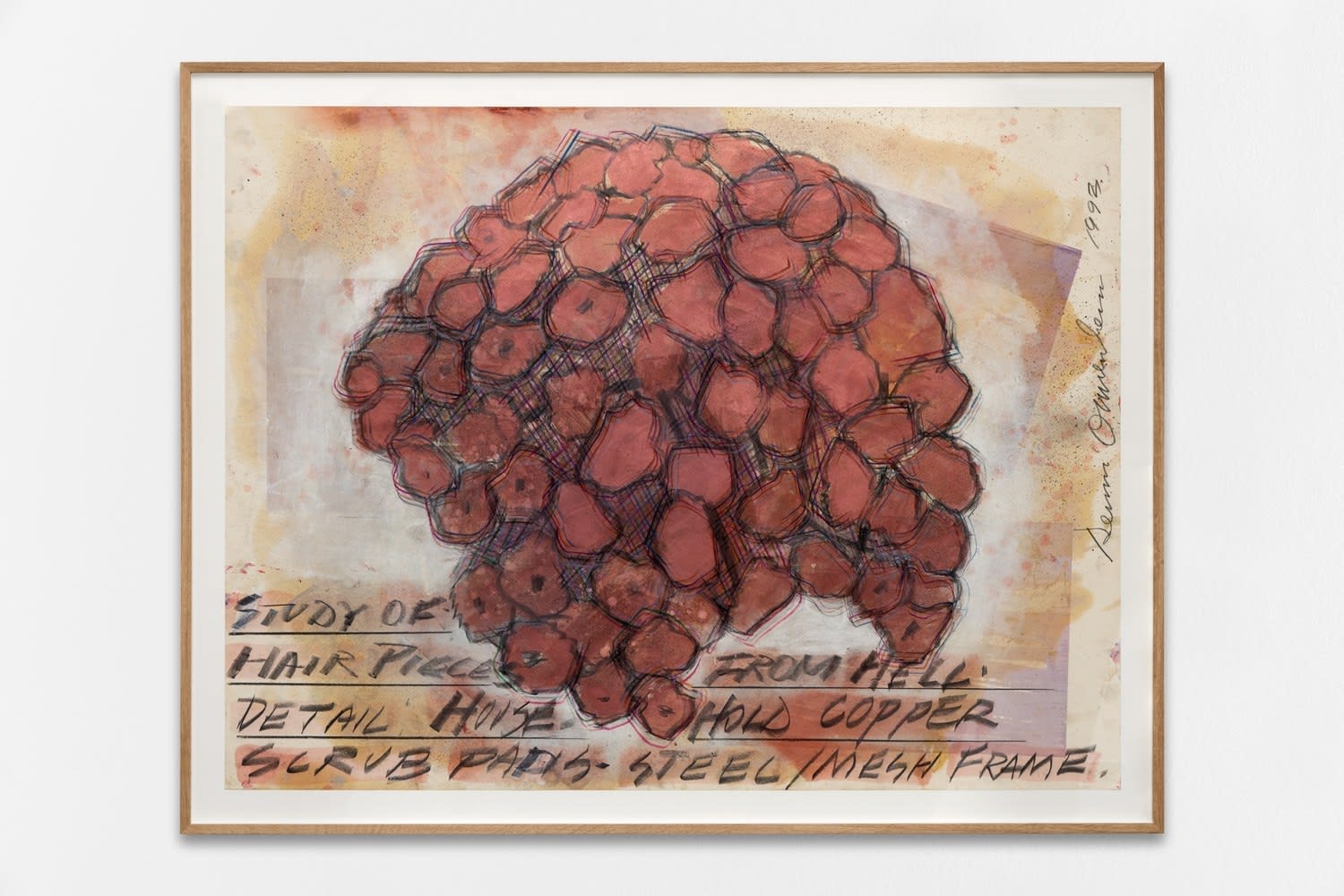 Dennis Oppenheim Estate, Study of: Hair Pieces from Hell. Detail: Household copper scrub pads- steel /mesh frame, 1993