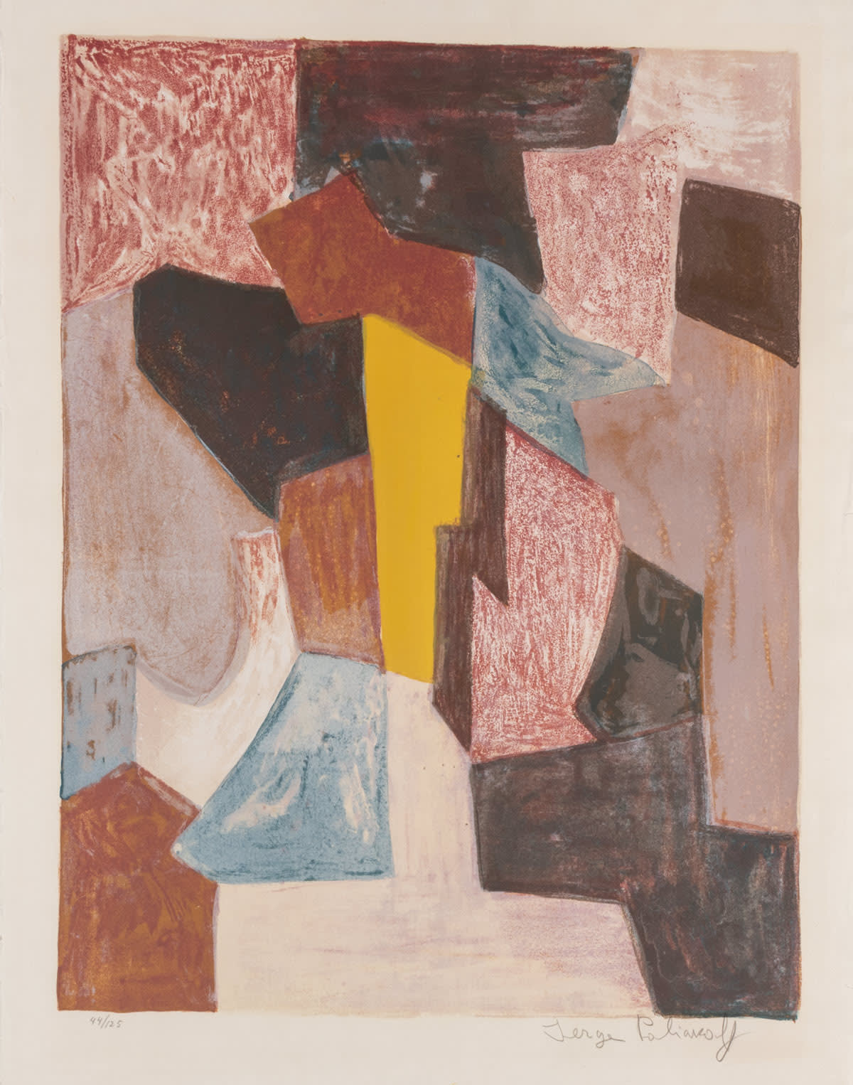 Serge Poliakoff, Composition rouge, carmine et jaune, 1958